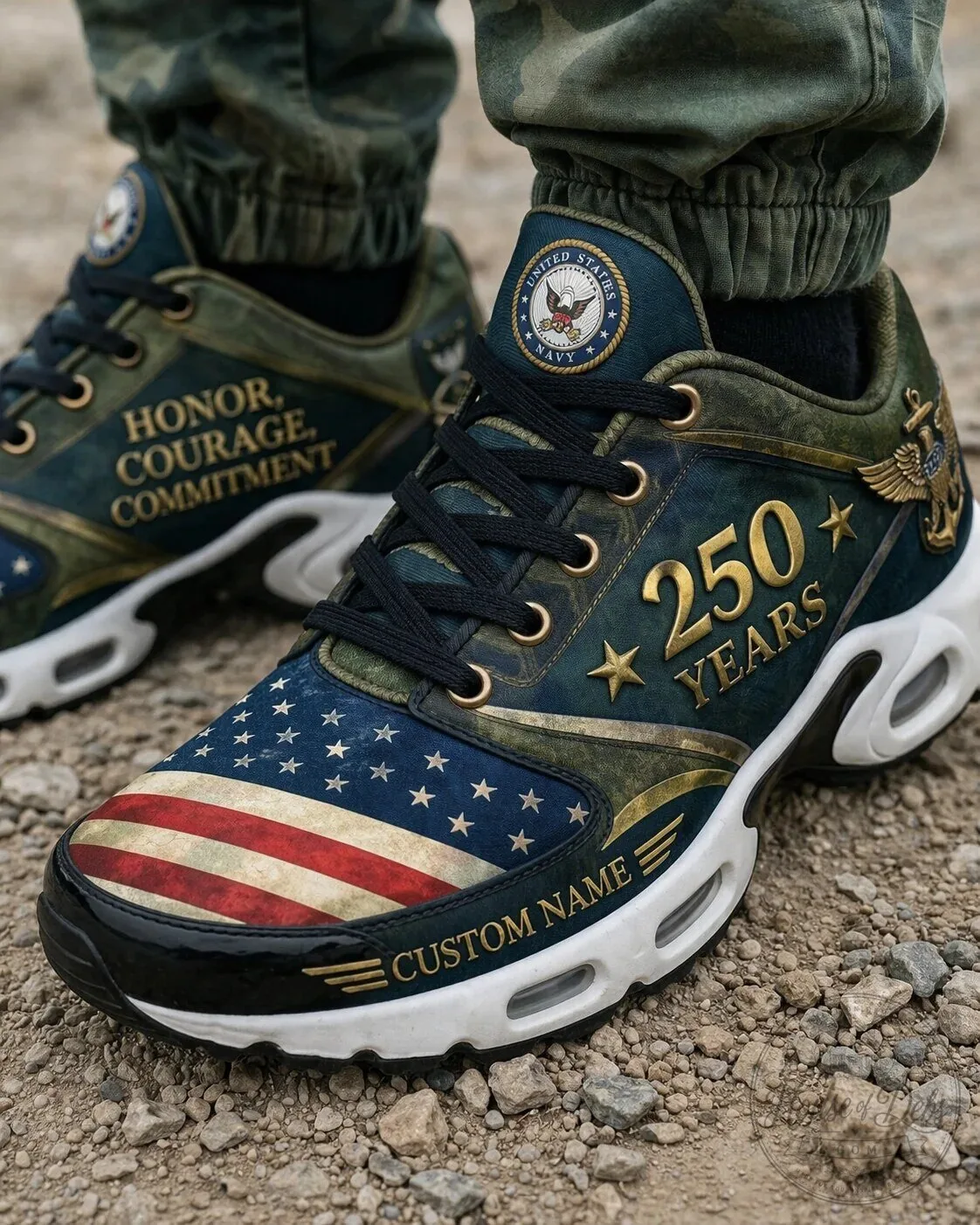 United States Navy 250th Anniversary Honor Courage Commitment Sneakers 12 United States Navy 250th Anniversary Honor Courage Commitment Sneakers