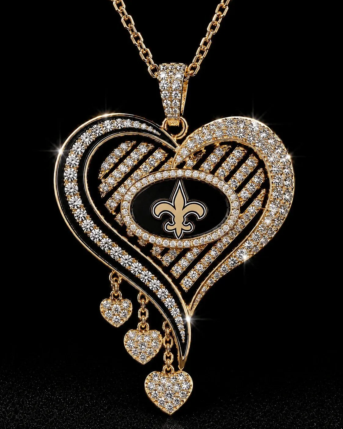 Diamond Pendant Necklace in Heart Shape Featuring New Orleans Saints 9 Diamond Pendant Necklace in Heart Shape Featuring New Orleans Saints