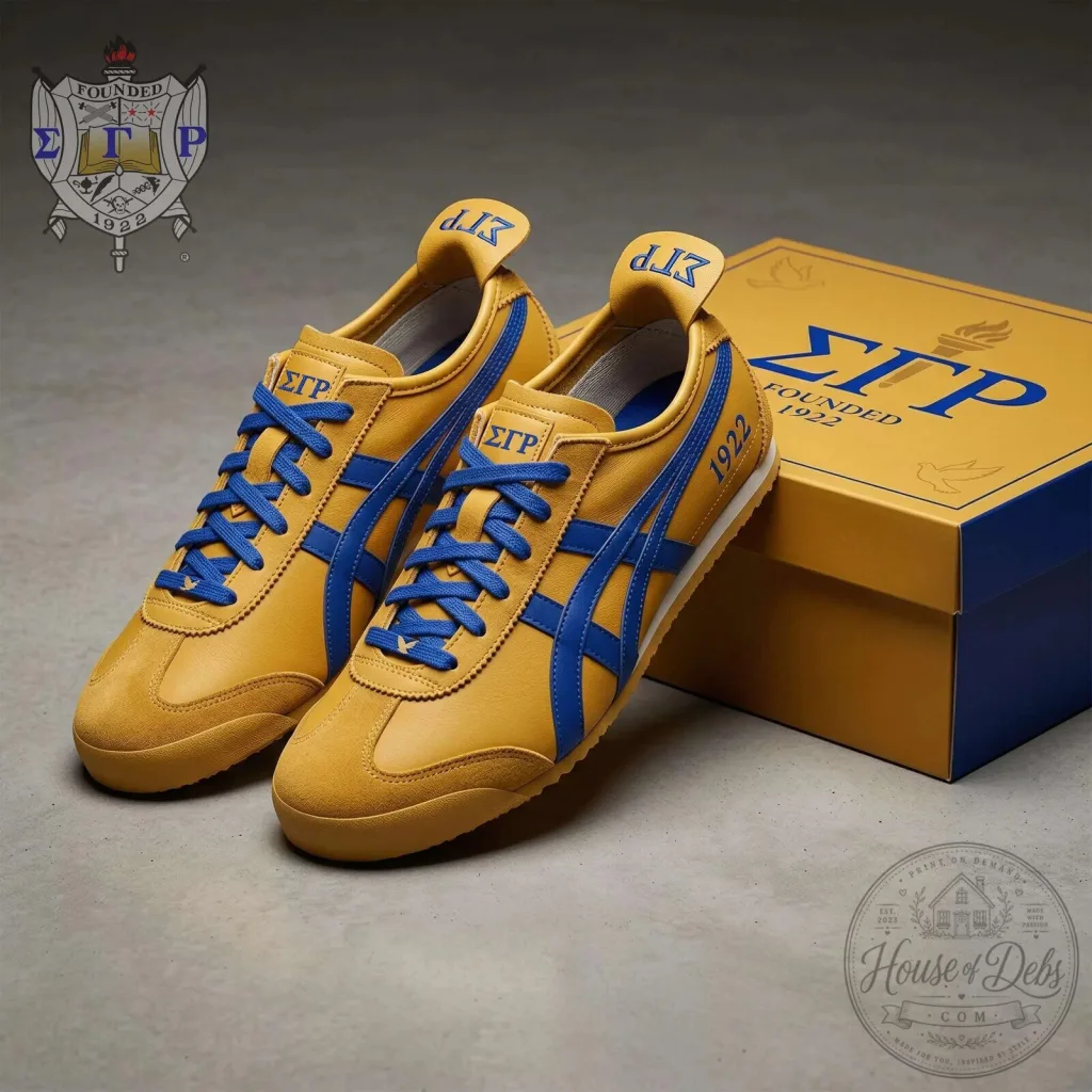 Sigma Gamma Rho Sorority Yellow and Blue Athletic Sneakers