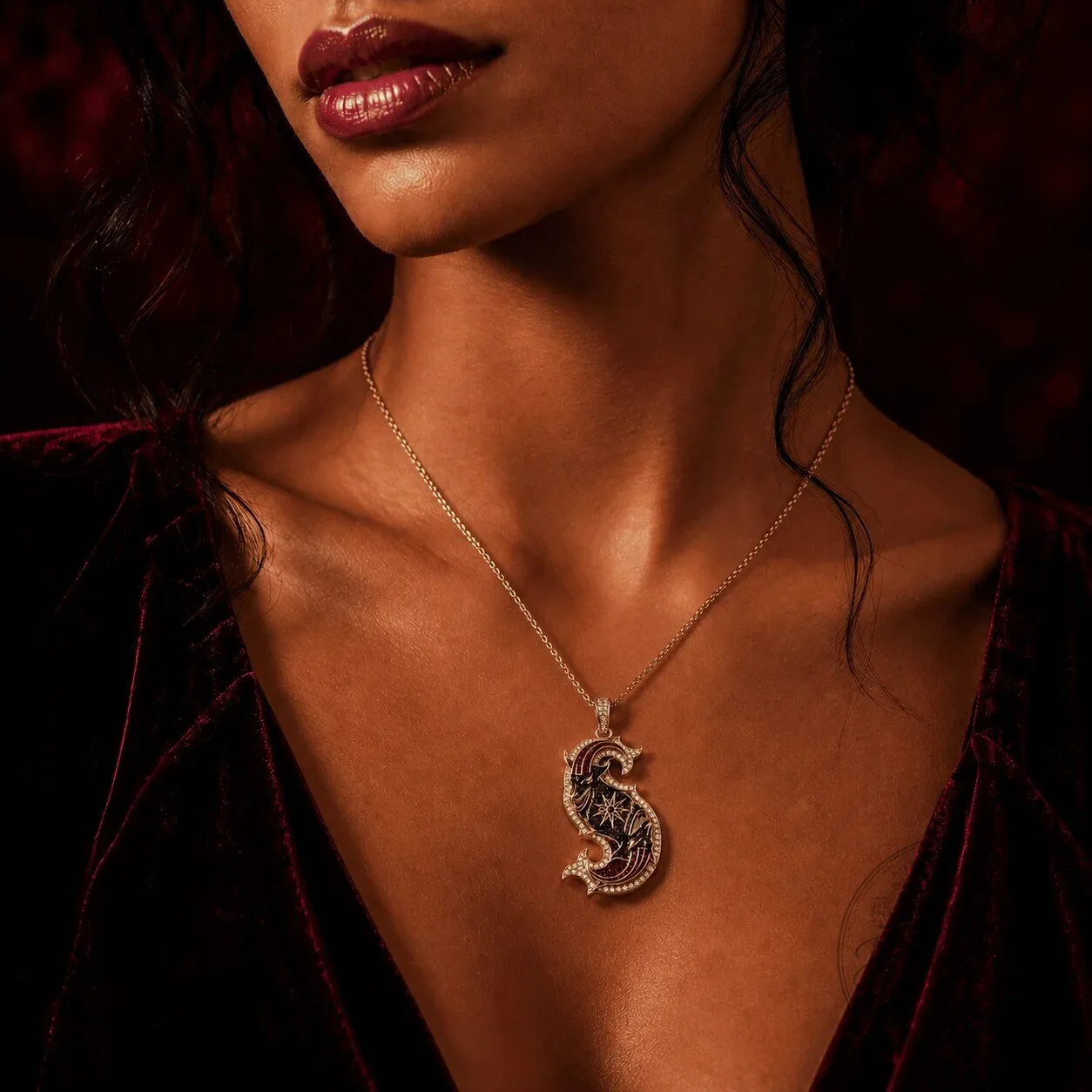 Solid Gold Chain with Diamond Pendant Necklace 9 Solid Gold Chain with Diamond Pendant Necklace