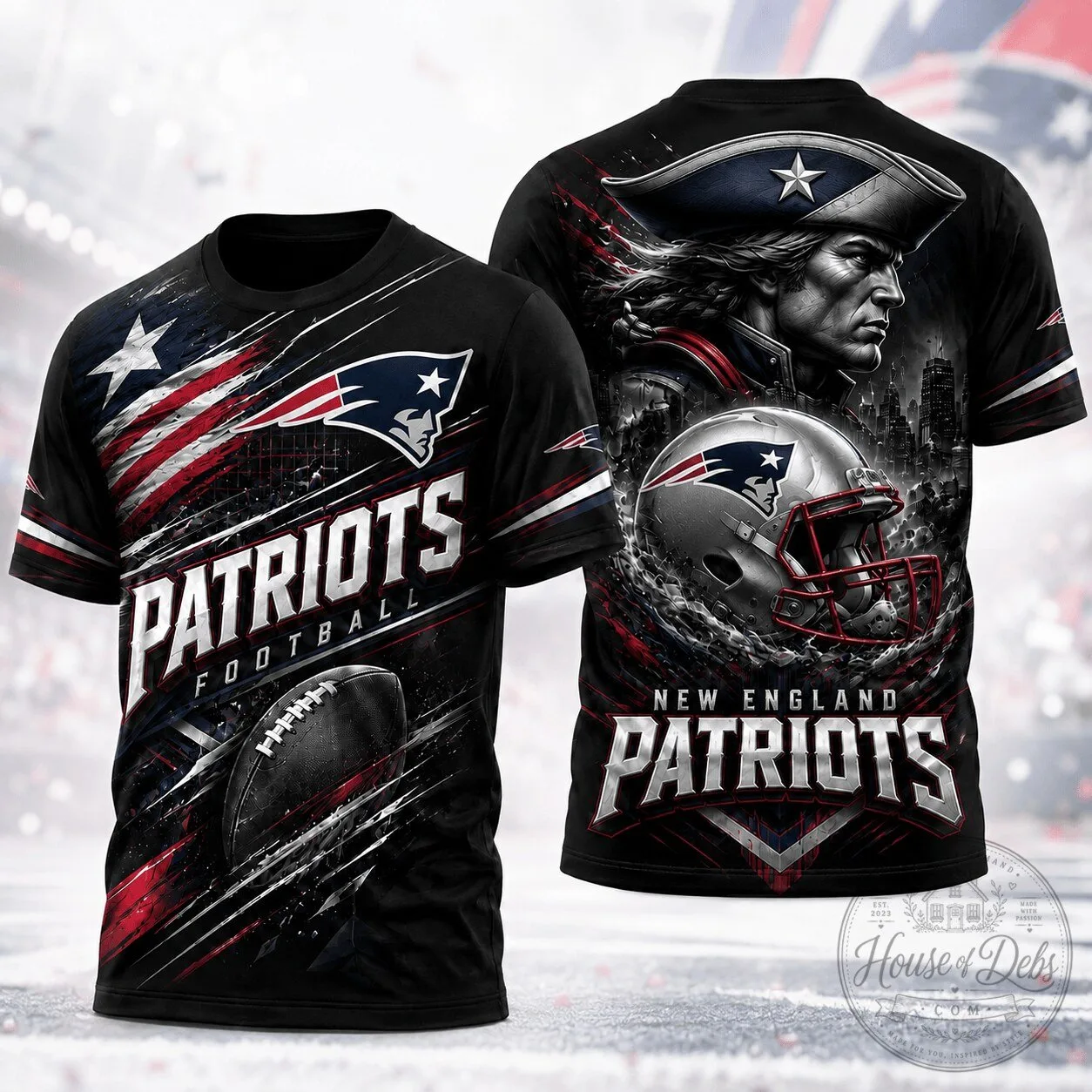 New England Patriots Football Team American Flag T-Shirt 1 New England Patriots Football Team American Flag T-Shirt
