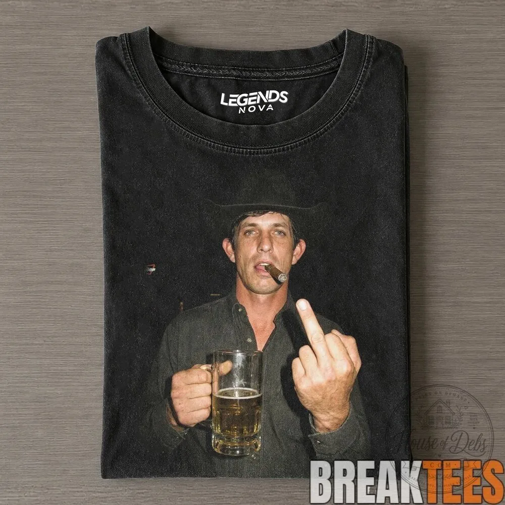 J.B. Mauney Drunk Smoke Funny Middle Finger Cowboy Black T-Shirt