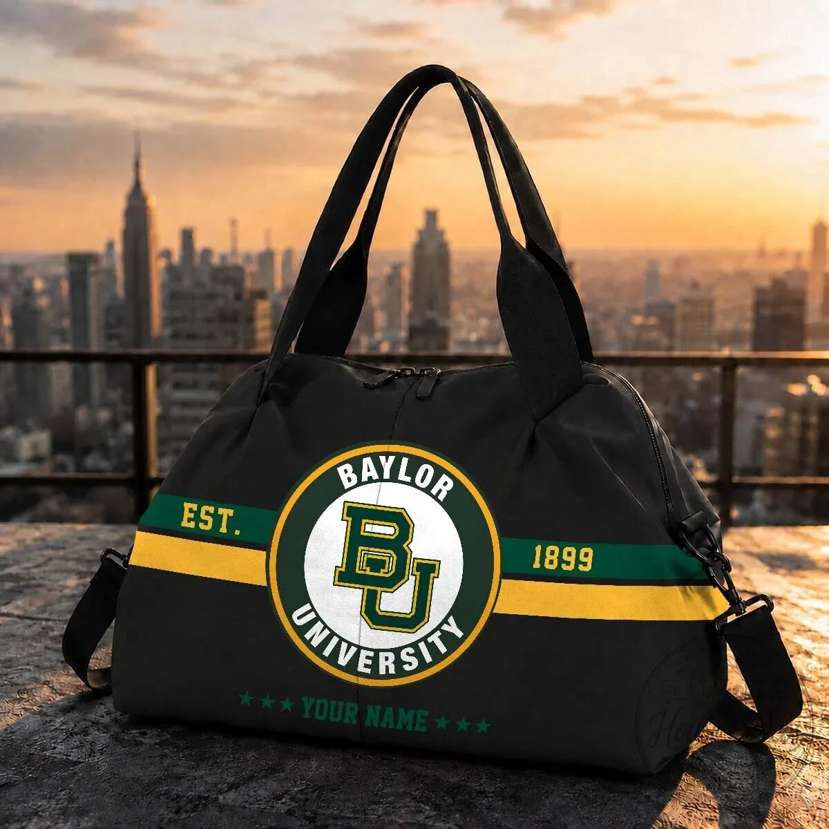 Baylor University Bears Black and Gold Striped Travel Bag