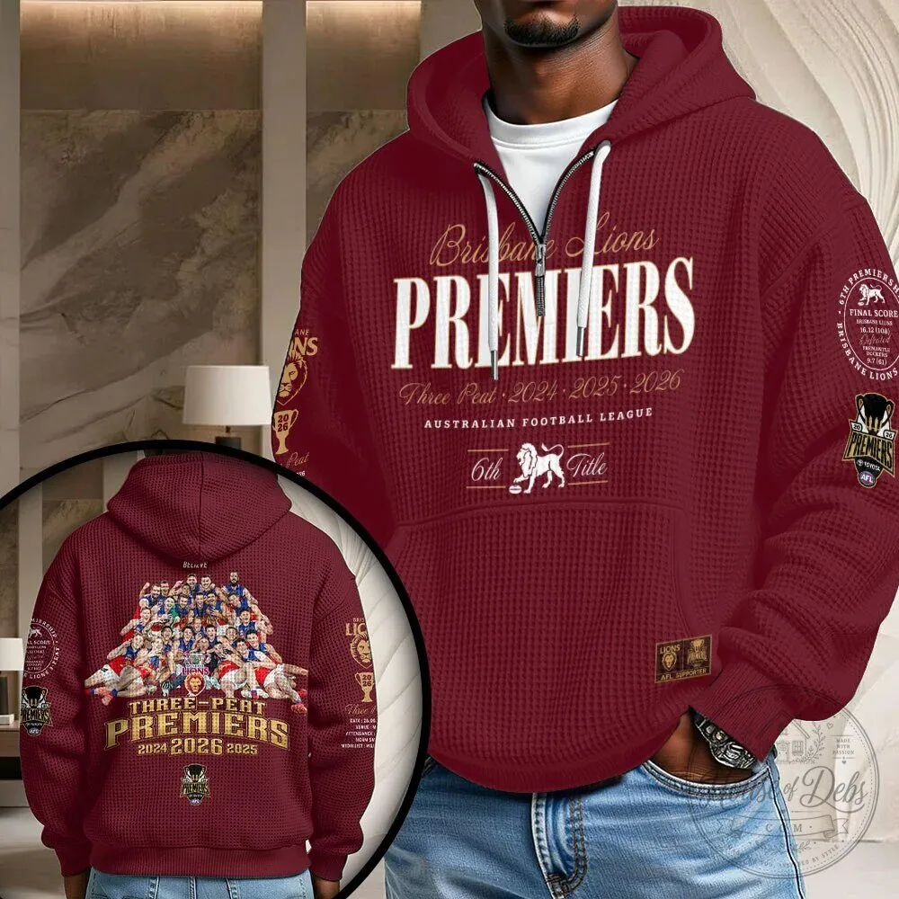 Brisbane Lions Australian Football League Premiers Three-Peat 2024 2025 2026 Hoodie