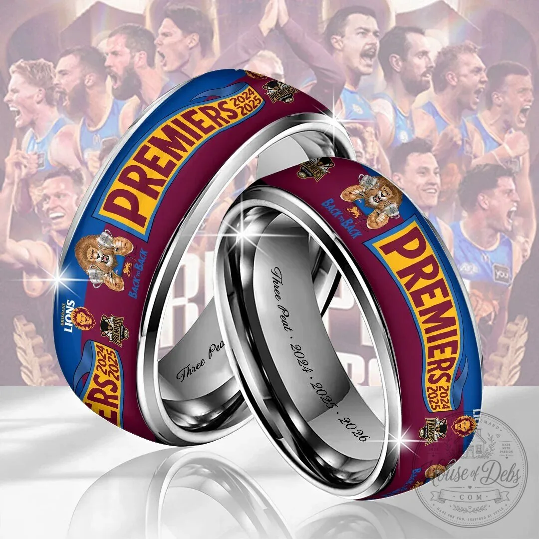 Brisbane Lions AFL Premiers 2024 2025 2026 Three Peat Commemorative Ring