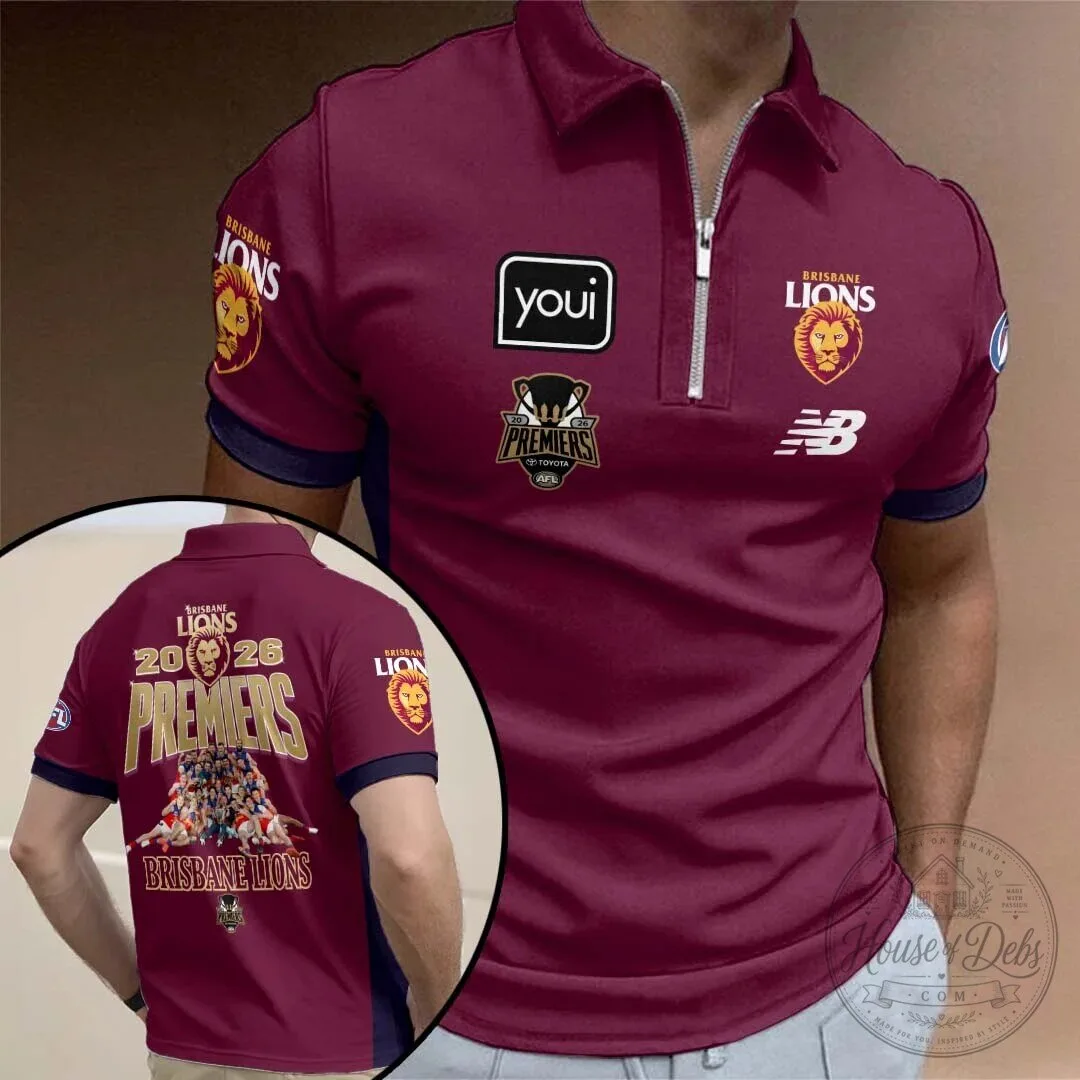 Brisbane Lions 2026 Australian Football League Premiers Zippered Polo Shirt