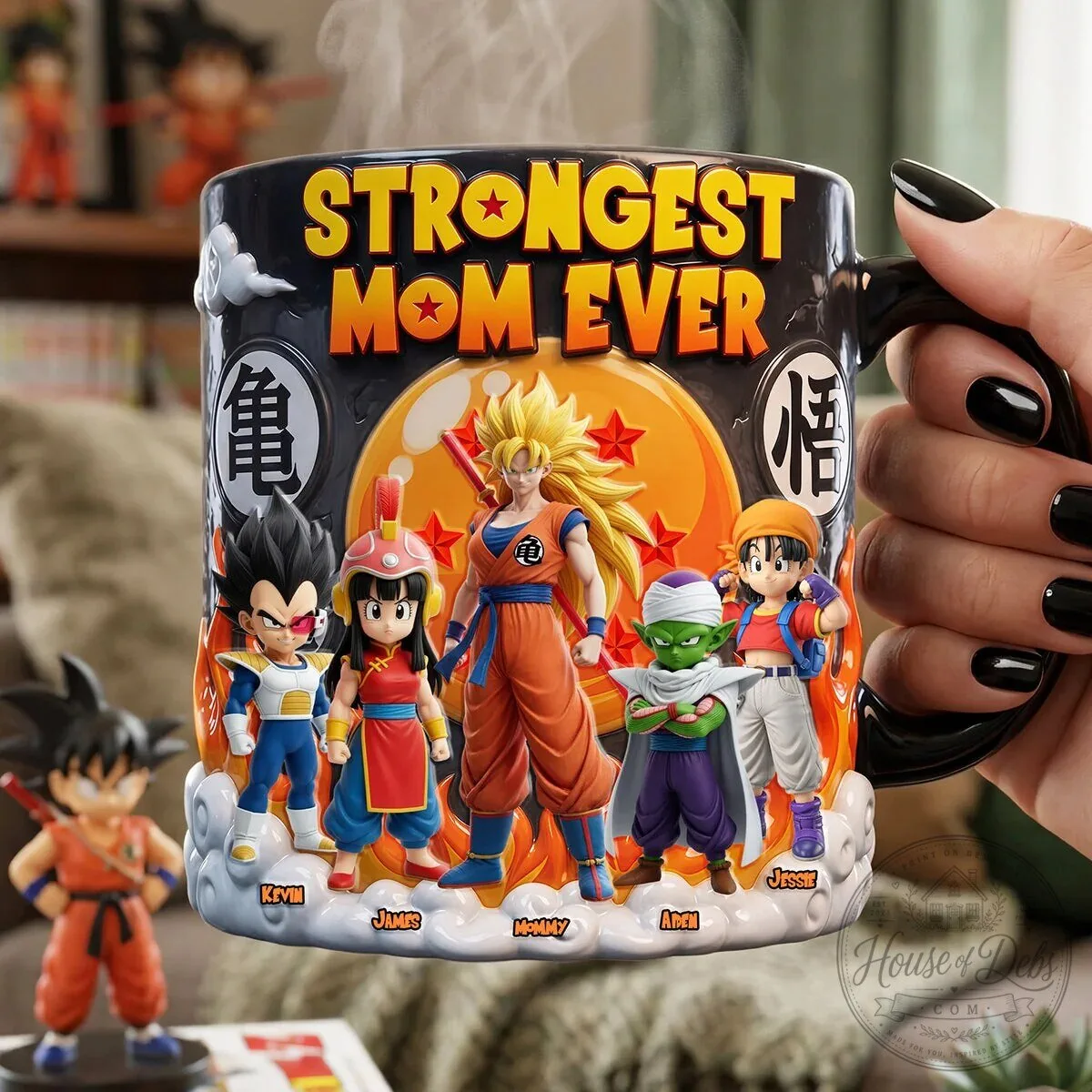 Strongest Mom Ever Dragon Ball Z Goku and Friends Personalized Coffee Mug