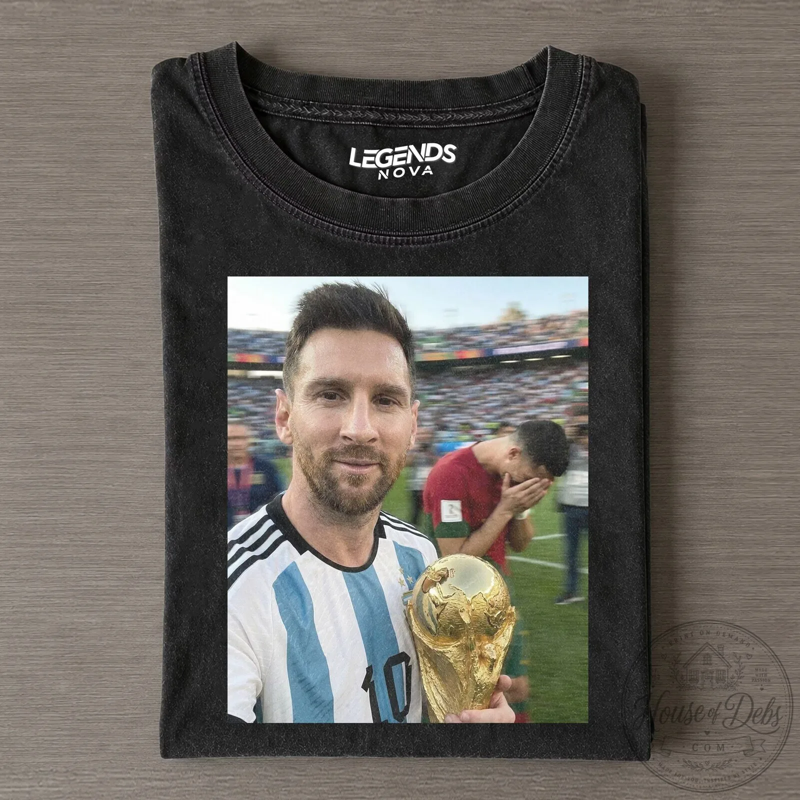 Lionel Messi World Cup Champion Black T-Shirt