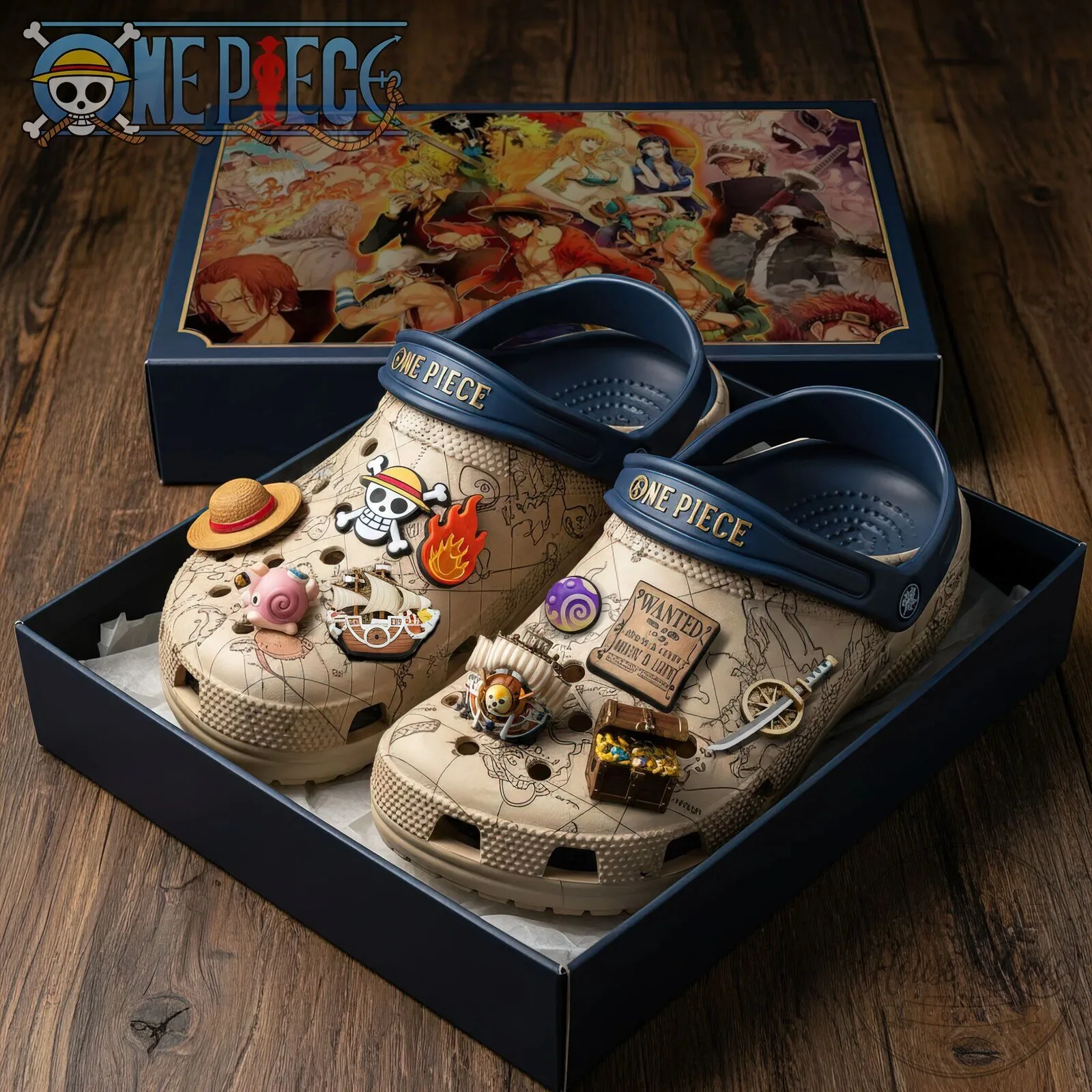 One Piece Straw Hat Pirates Anime Clogs for Men and Women, Comfortable Slip-On Shoes