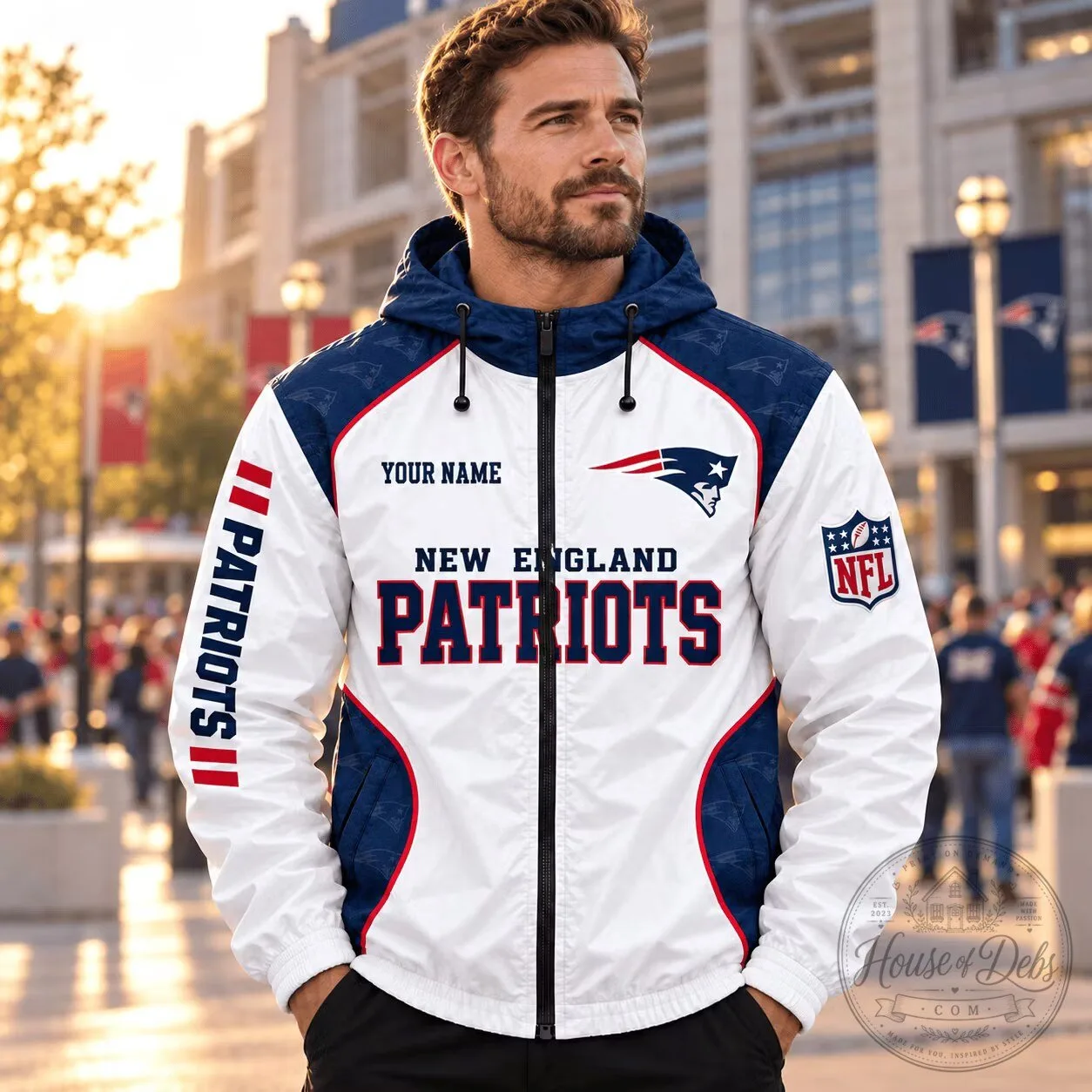 New England Patriots NFL Fan Gift Windbreaker Jacket Personalized For Men