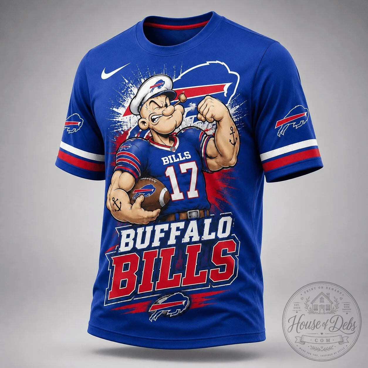 Popeye Cartoon T-Shirt for Buffalo Bills Football Fans