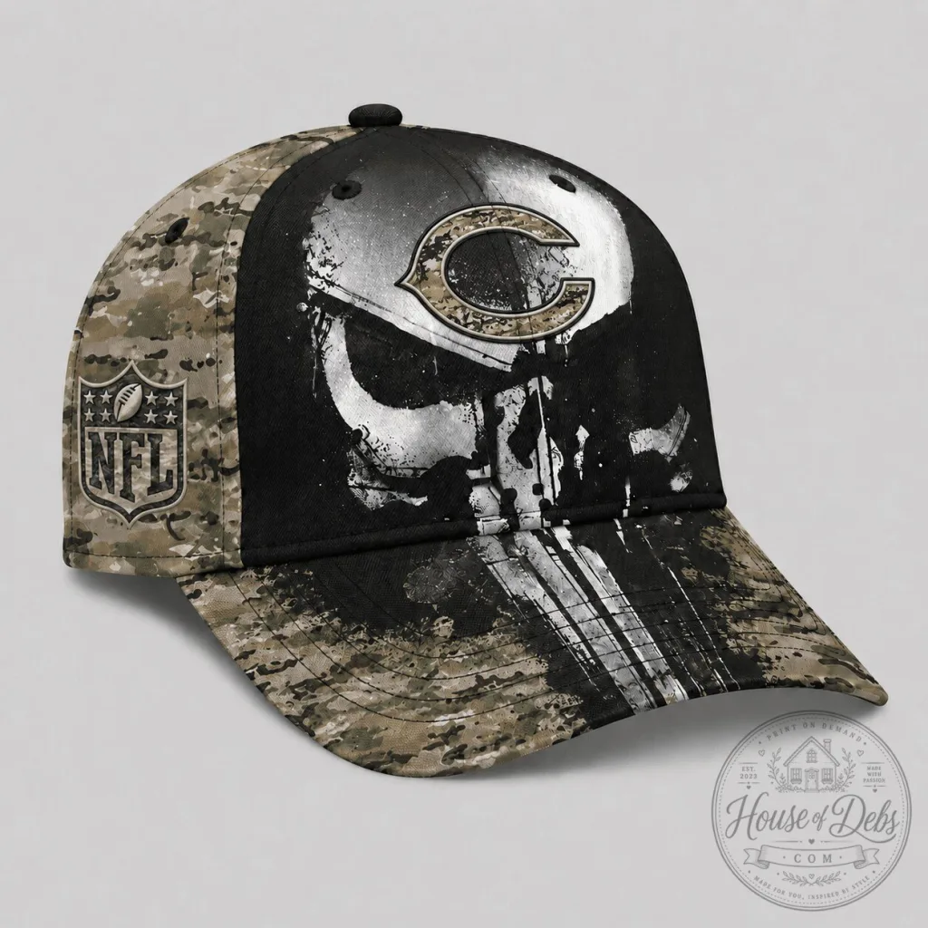 Chicago Bears National Football League Skull Camouflage Baseball Cap Hat Chicago Bears National Football League Skull Camouflage Baseball Cap Hat