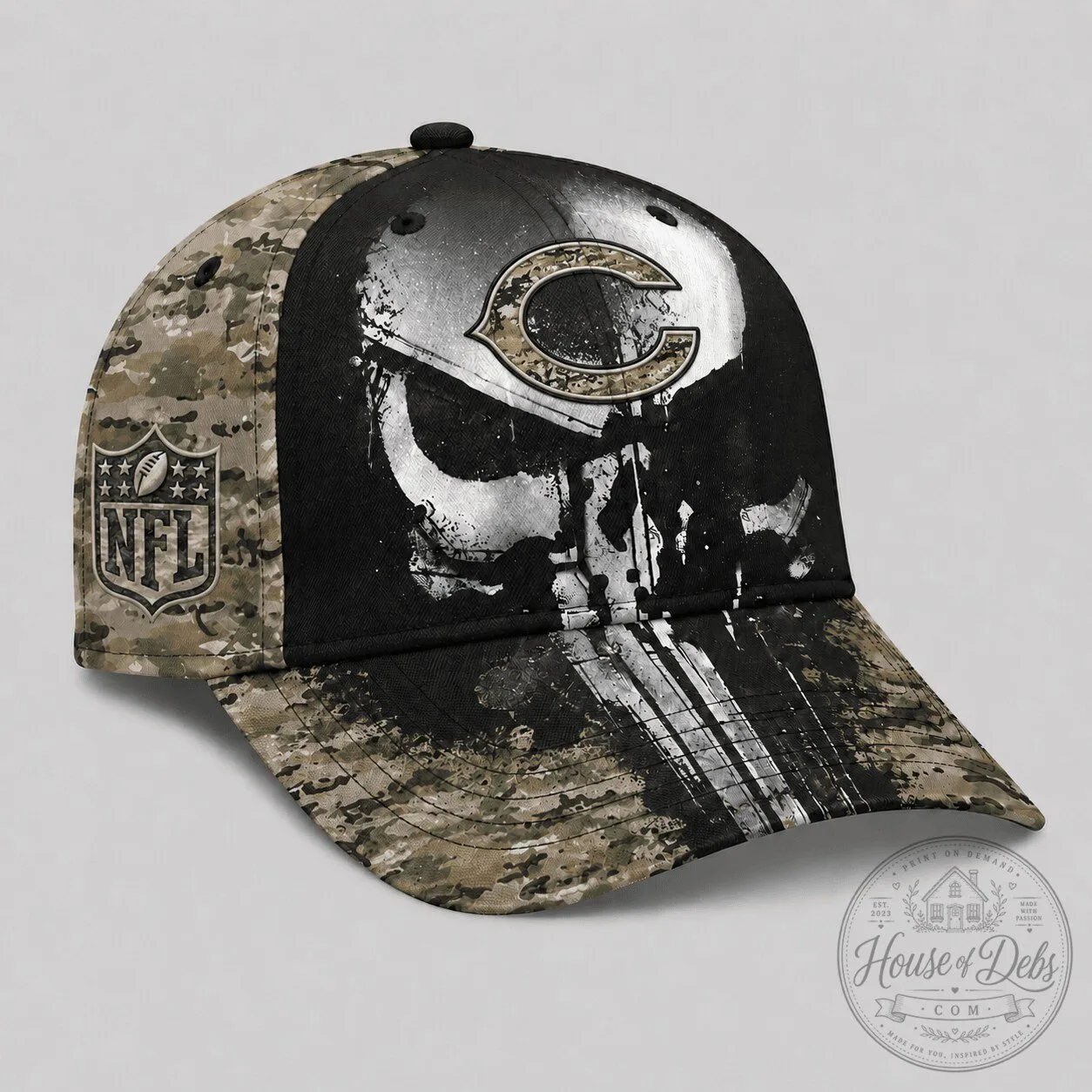 Chicago Bears National Football League Skull Camouflage Baseball Cap Hat