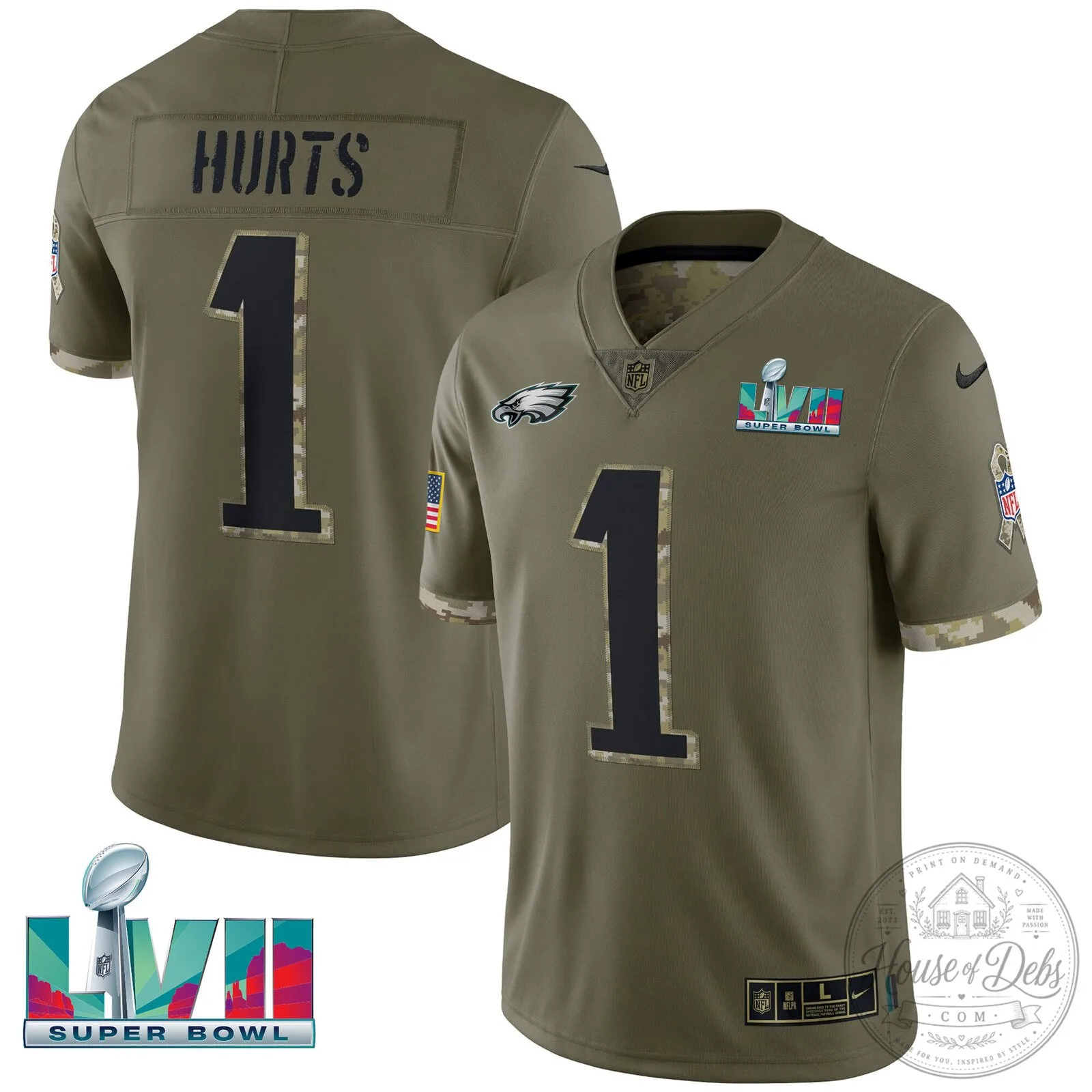 Jalen Hurts Philadelphia Eagles Super Bowl LVII Salute To Service Football Jersey