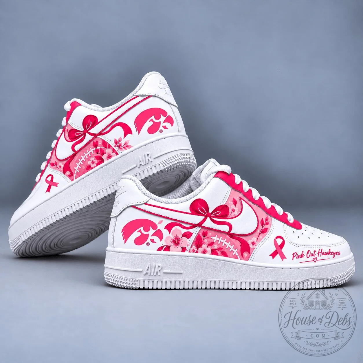Iowa Hawkeyes Pink Out Breast Cancer Awareness Custom Sneakers