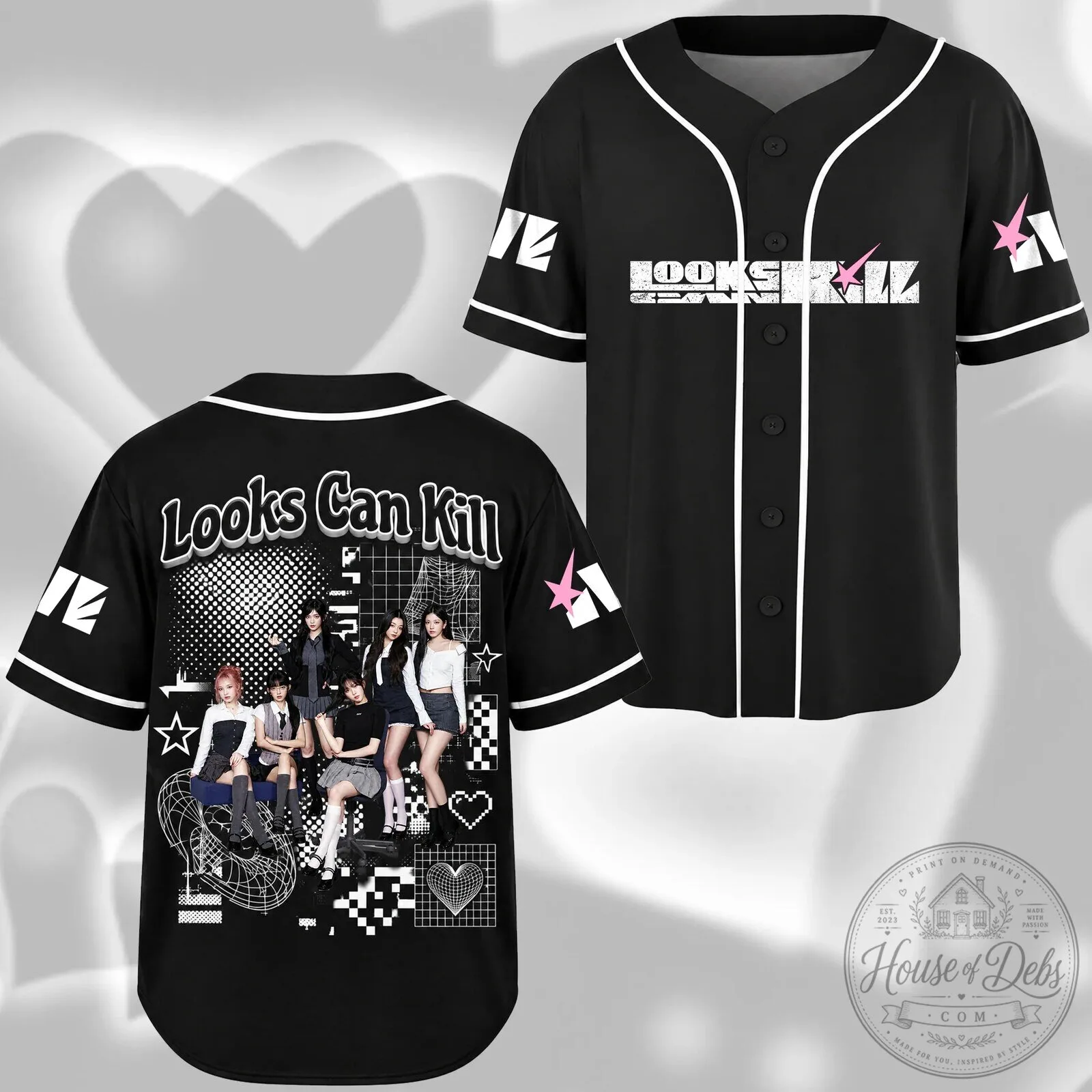 IVE Looks Can Kill K-Pop Group Photo Print Baseball Jersey