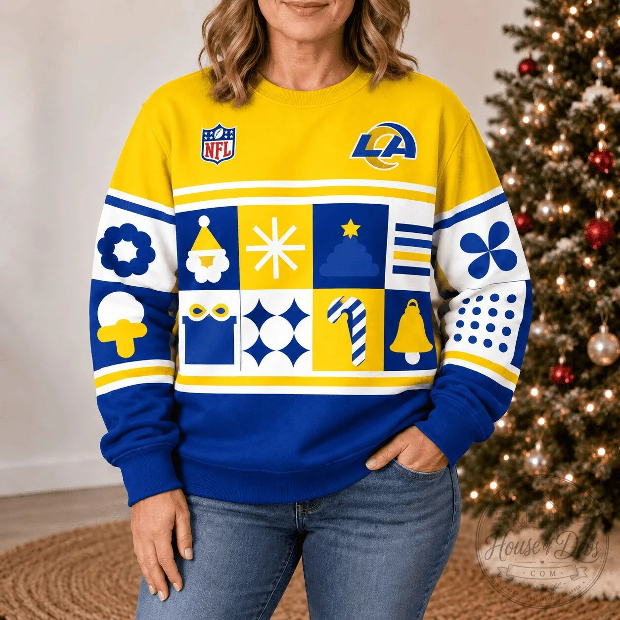 NFL Ugly Sweater Sweatshirt for Christmas featuring Los Angeles Rams Design