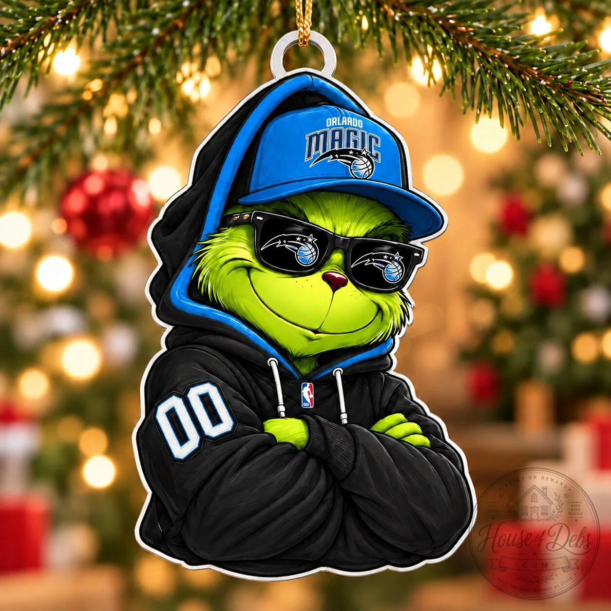 Orlando Magic Grinch Christmas Tree Ornament Custom Number