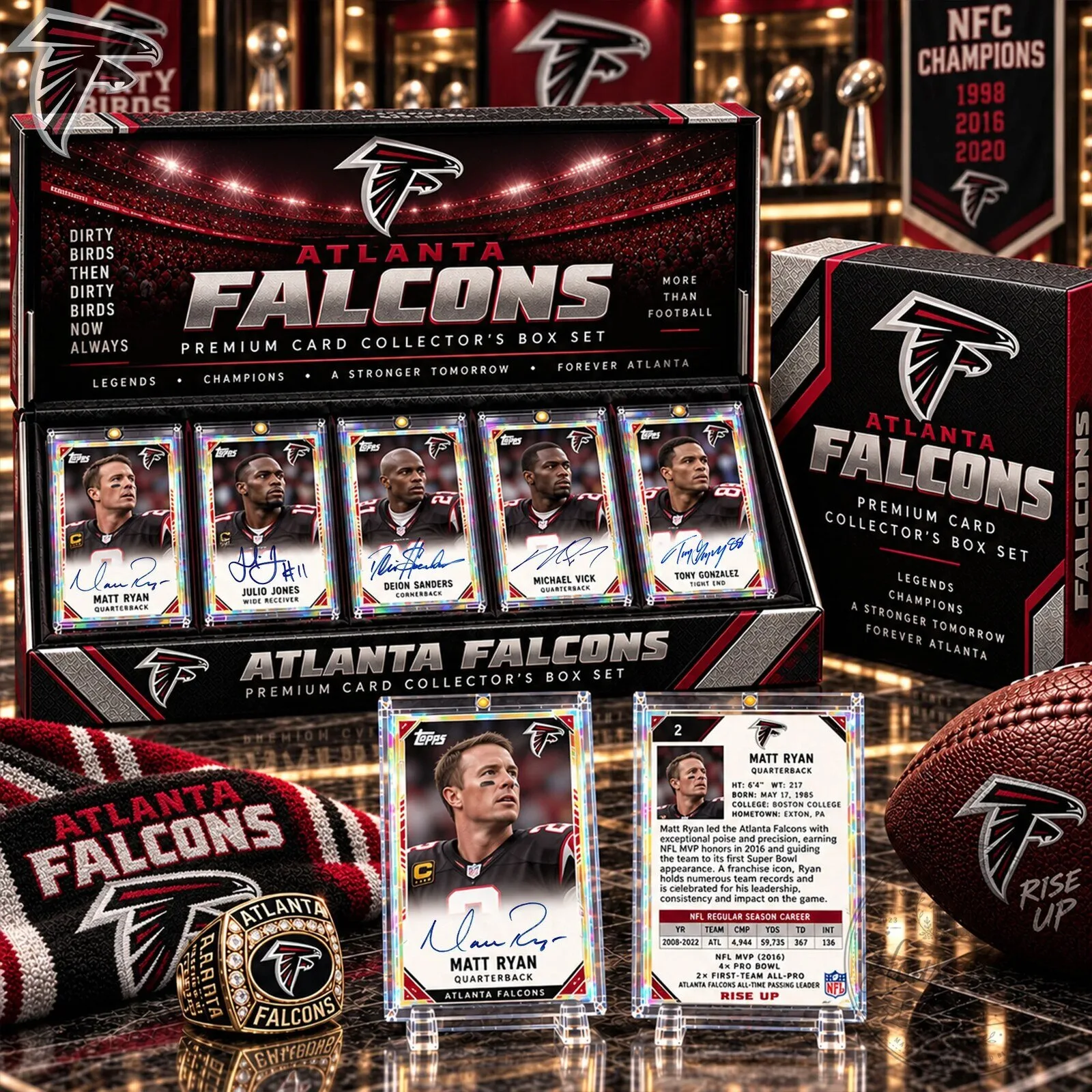 Atlanta Falcons NFL Football Trading Card Collector's Box Set