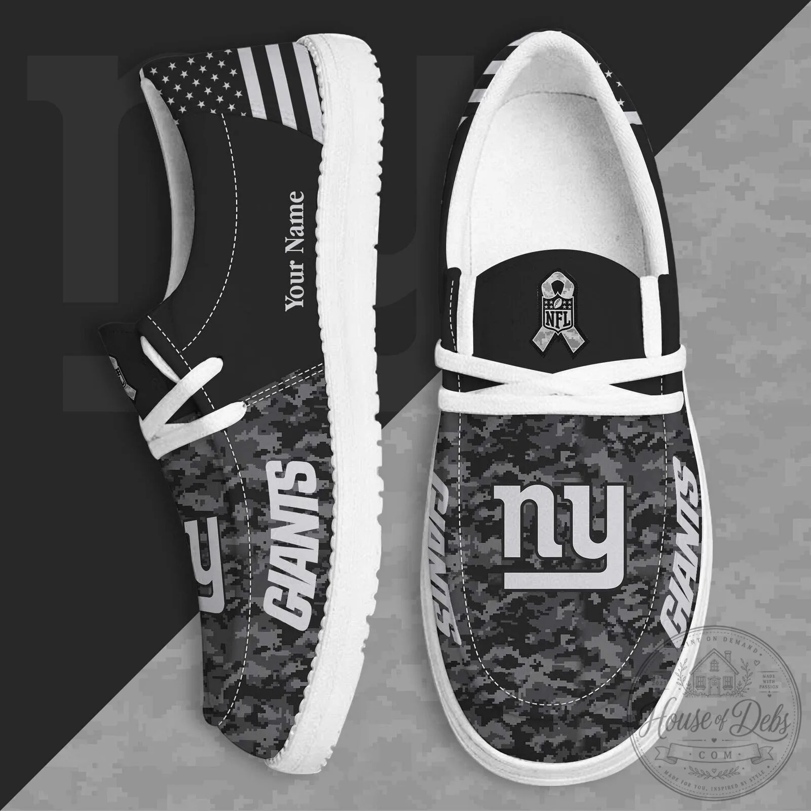 New York Giants Salute to Service Custom Name Camouflage Shoes