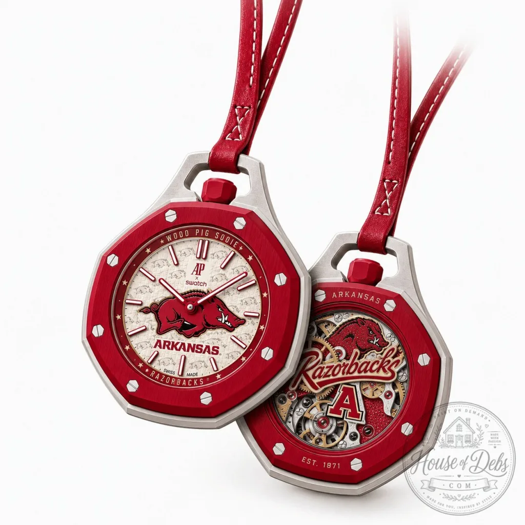 University of Arkansas Razorbacks Cream Dial Red Strap Watch University of Arkansas Razorbacks Cream Dial Red Strap Watch