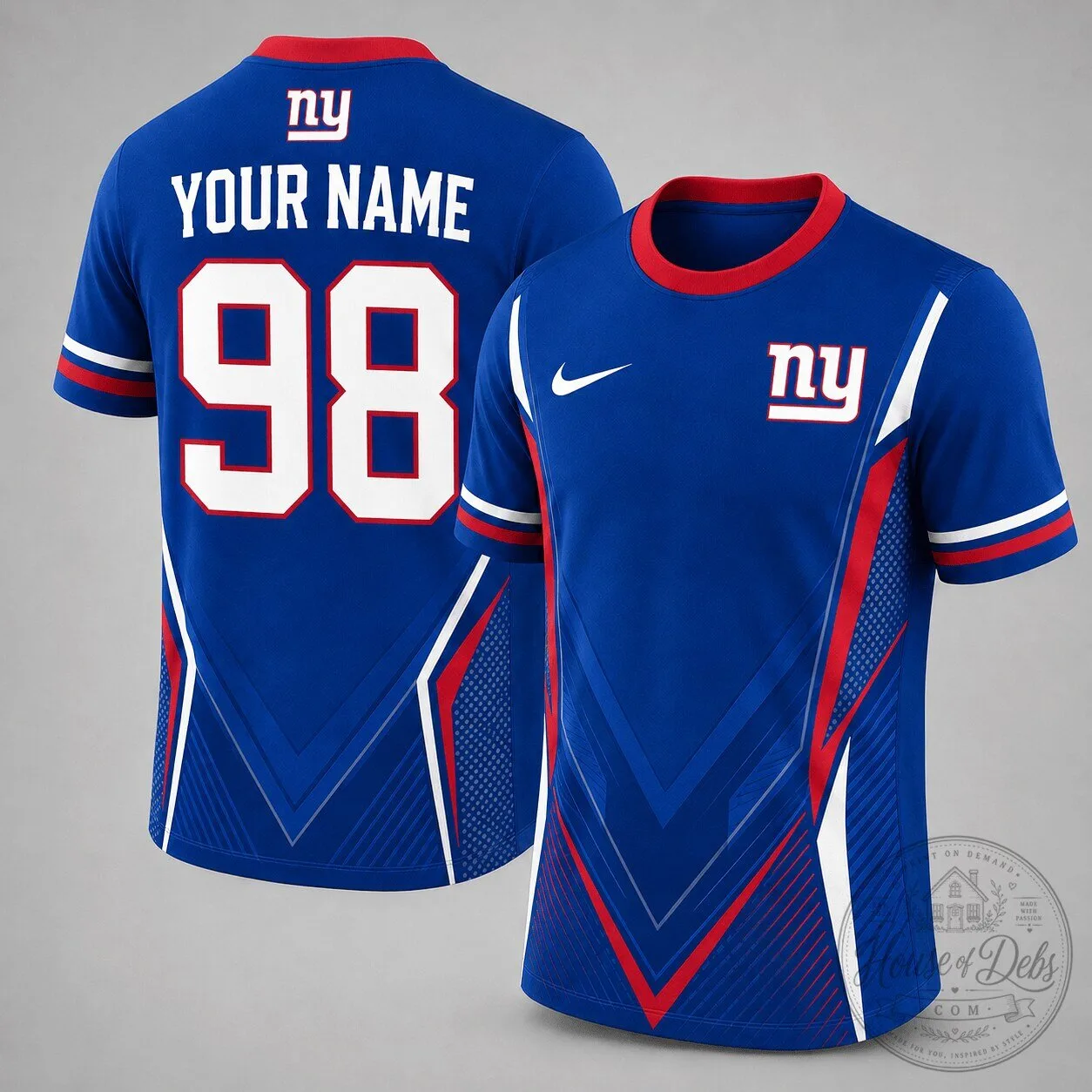 New York Giants NFL Custom Name Number Personalized Athletic T-Shirt