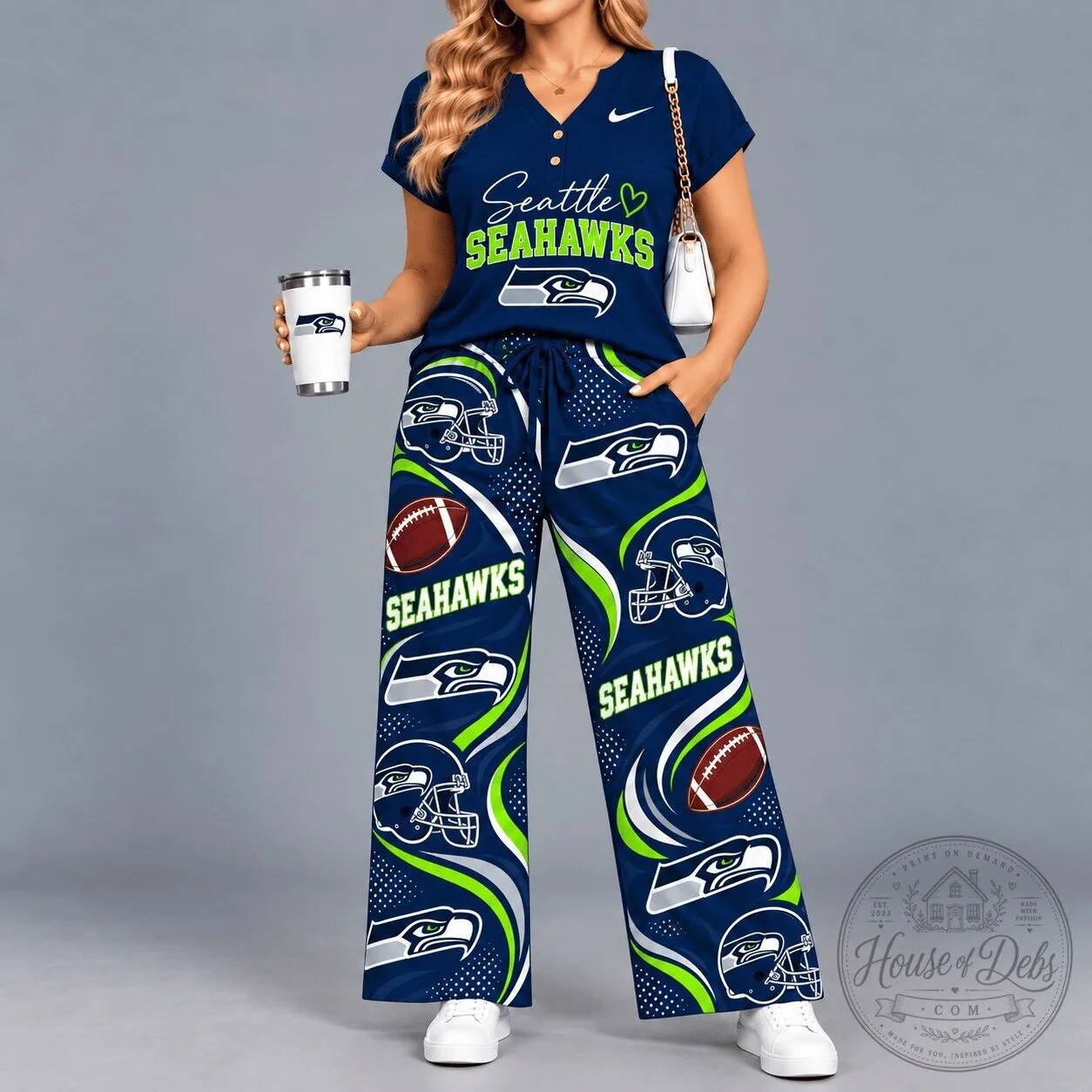 Seattle Seahawks Football Team Pajamas Set for Women