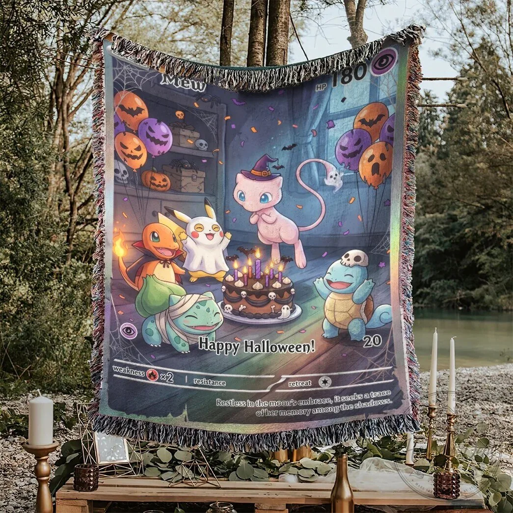 Happy Halloween Pokemon Mew Pikachu Charmander Bulbasaur Squirtle Blanket