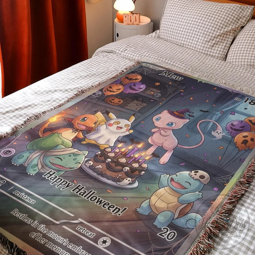 Happy Halloween Pokemon Mew Pikachu Charmander Bulbasaur Squirtle Blanket 9 Happy Halloween Pokemon Mew Pikachu Charmander Bulbasaur Squirtle Blanket