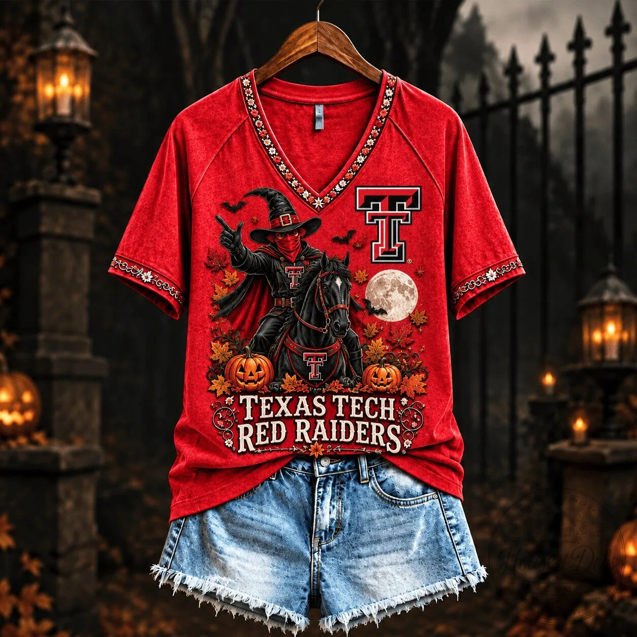 Texas Tech Red Raiders Spooky Season Halloween Witch Rider T-Shirt