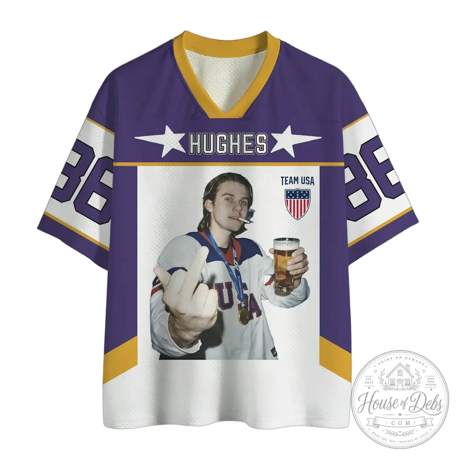 Jack Hughes Team USA Hockey Champion Vintage Mesh Jersey