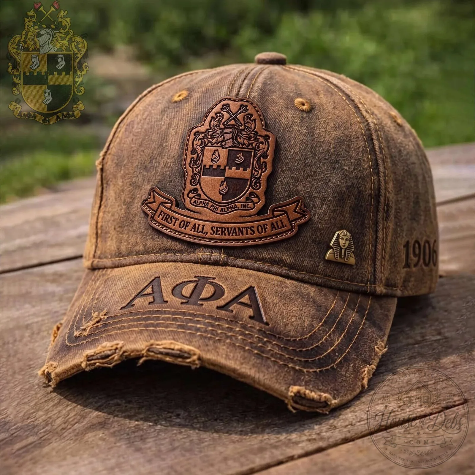 Alpha Phi Alpha Fraternity Distressed Brown Baseball Cap Hat