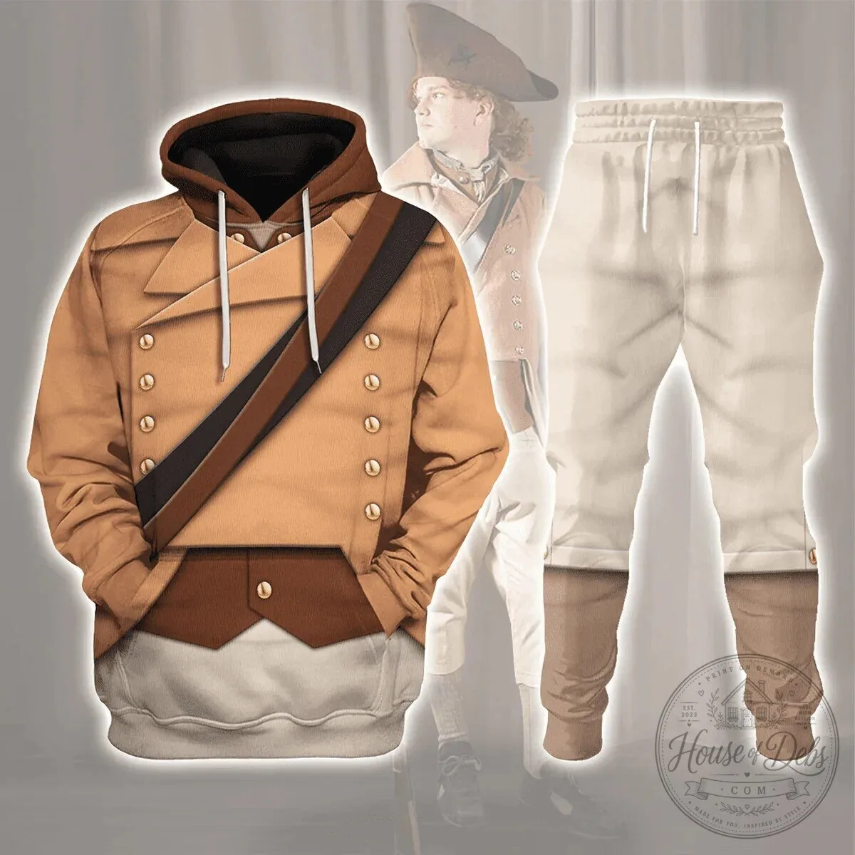 Colonial Militia 1776 Uniform All Over Print Hoodie Sweatshirt