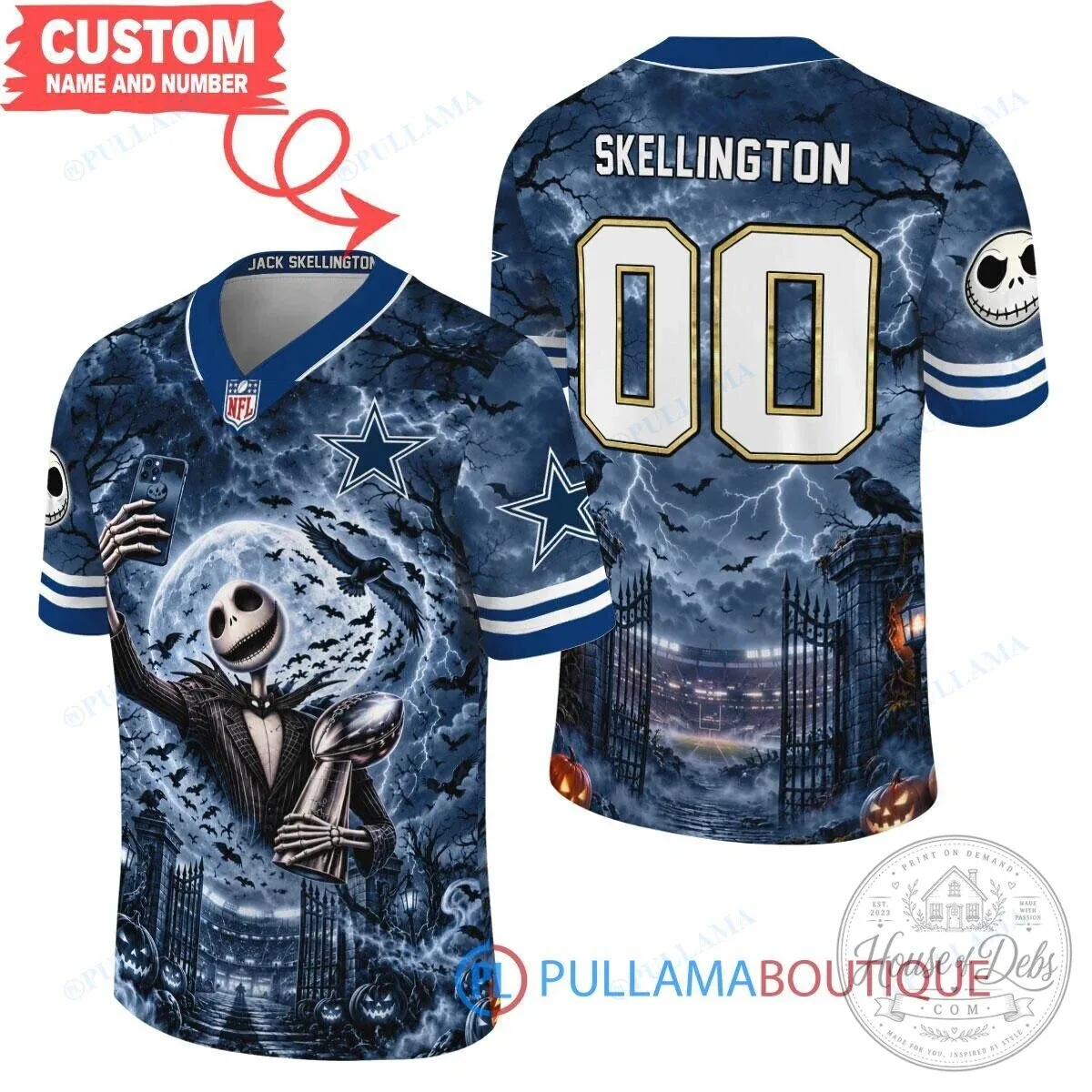 Dallas Cowboys Jack Skellington Super Bowl Champions Football Jersey