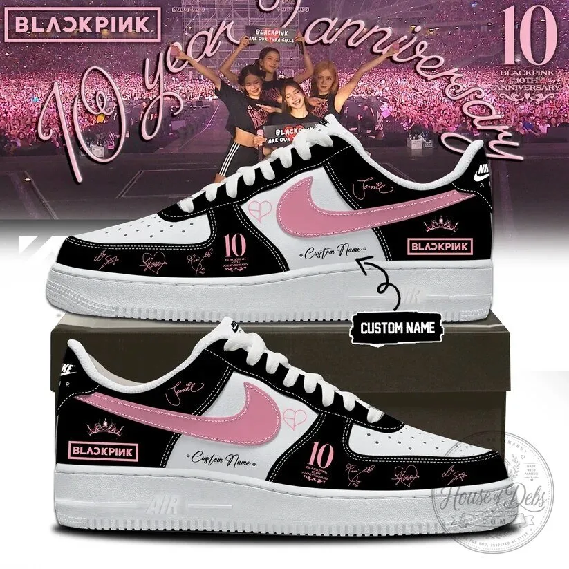 Personalized Pink and Black Sneakers for Blackpink's 10th Anniversary