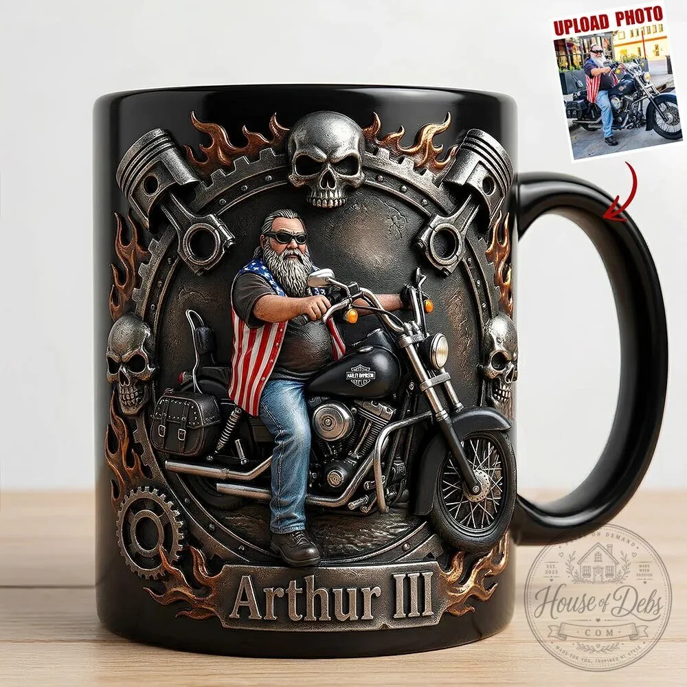Personalized Biker Skull Motorcycle Mug for Arthur III