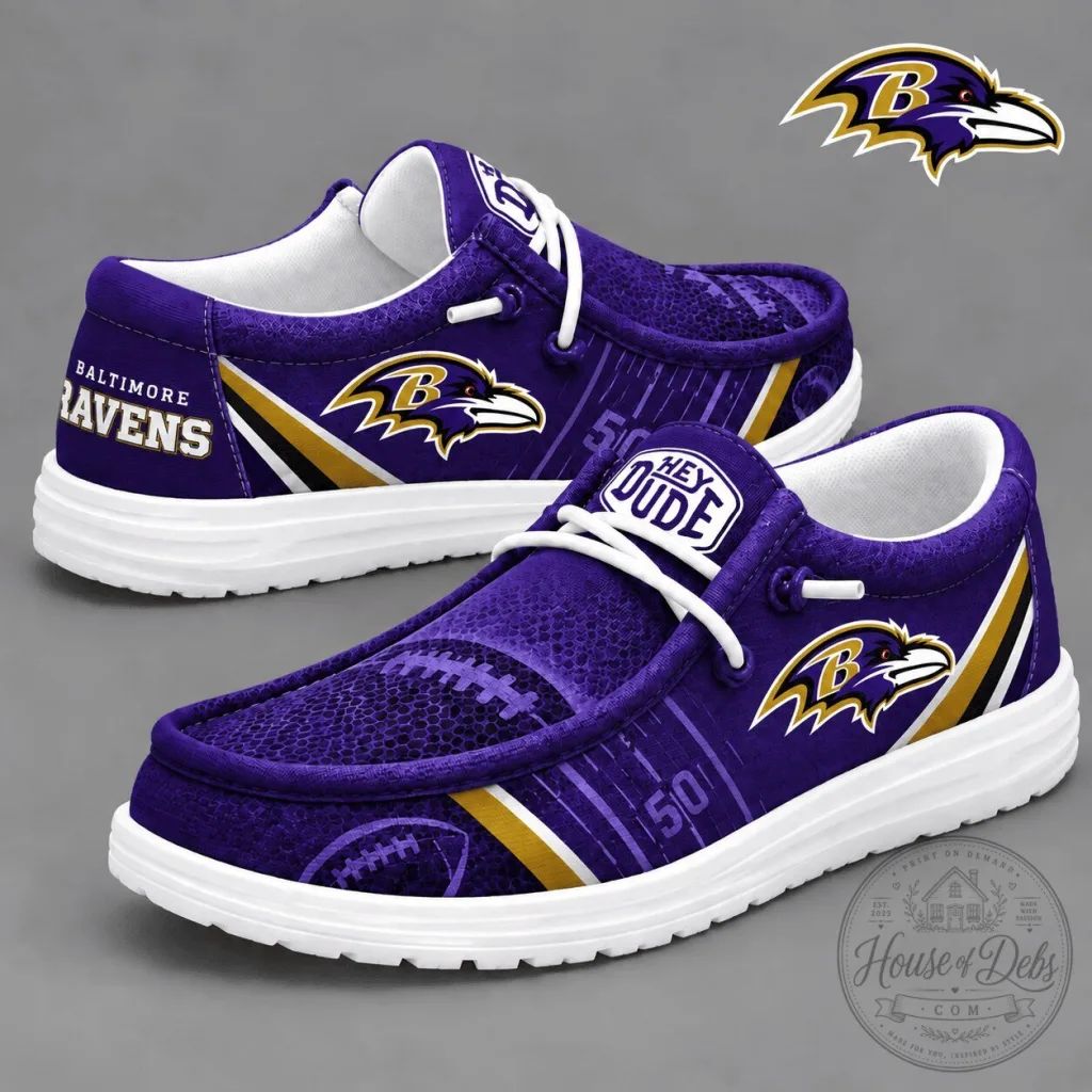 Baltimore Ravens Football Team Hey Dude Style Shoes Baltimore Ravens Football Team Hey Dude Style Shoes