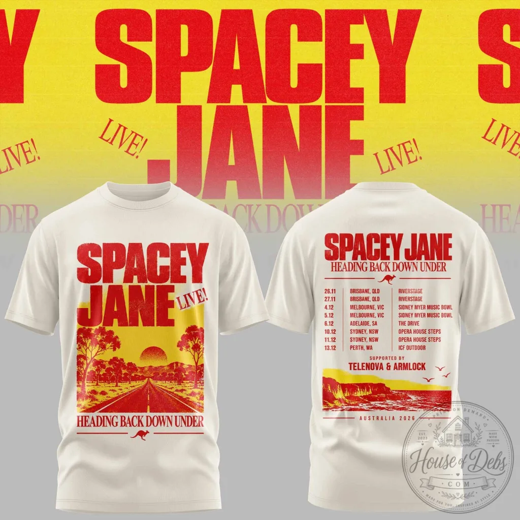 Spacey Jane Heading Back Down Under Australian Tour 2026 Concert Dates T-Shirt Spacey Jane Heading Back Down Under Australian Tour 2026 Concert Dates T-Shirt