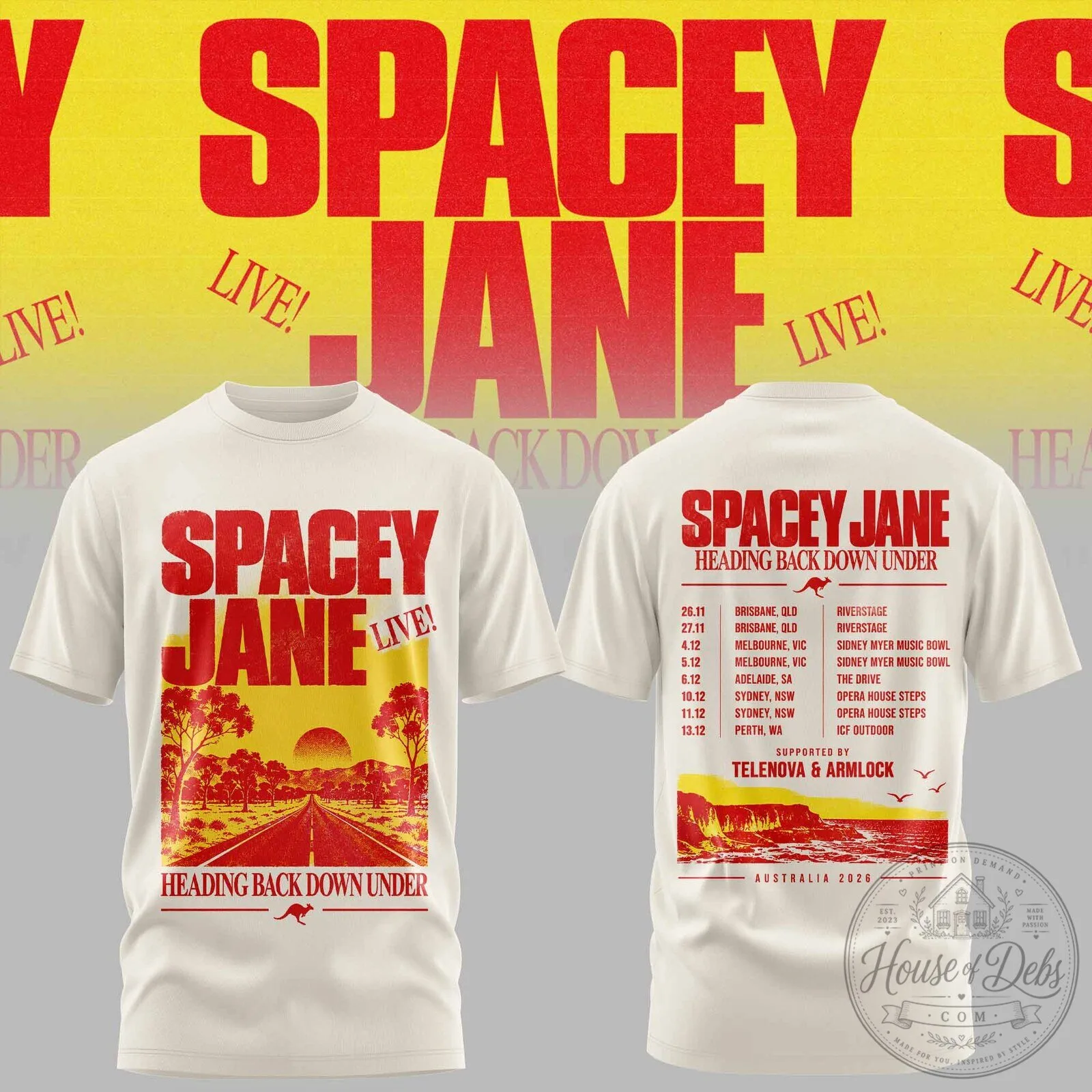 Spacey Jane Heading Back Down Under Australian Tour 2026 Concert Dates T-Shirt