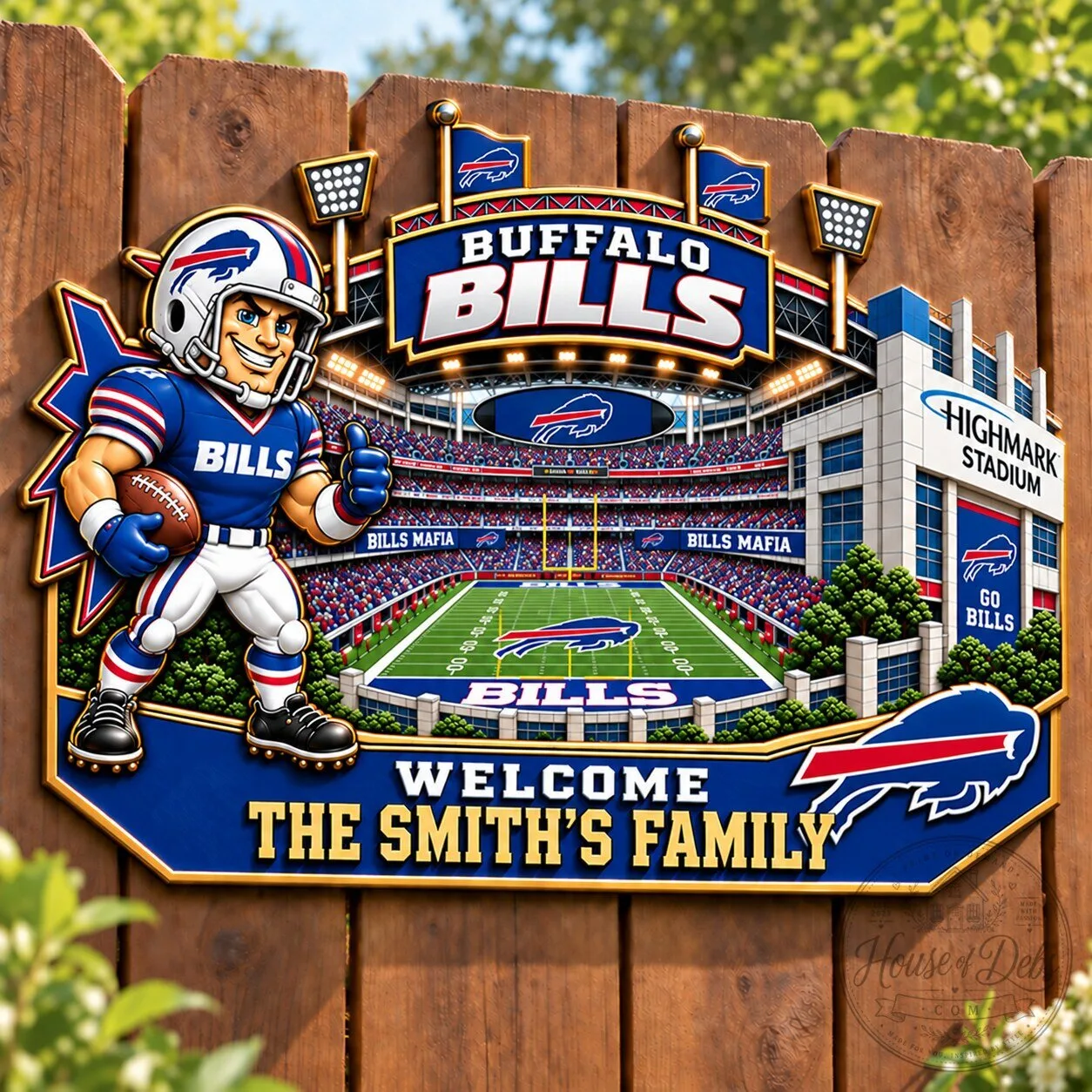 Buffalo Bills Highmark Stadium Welcome Sign for The Smith's Family Home Decor