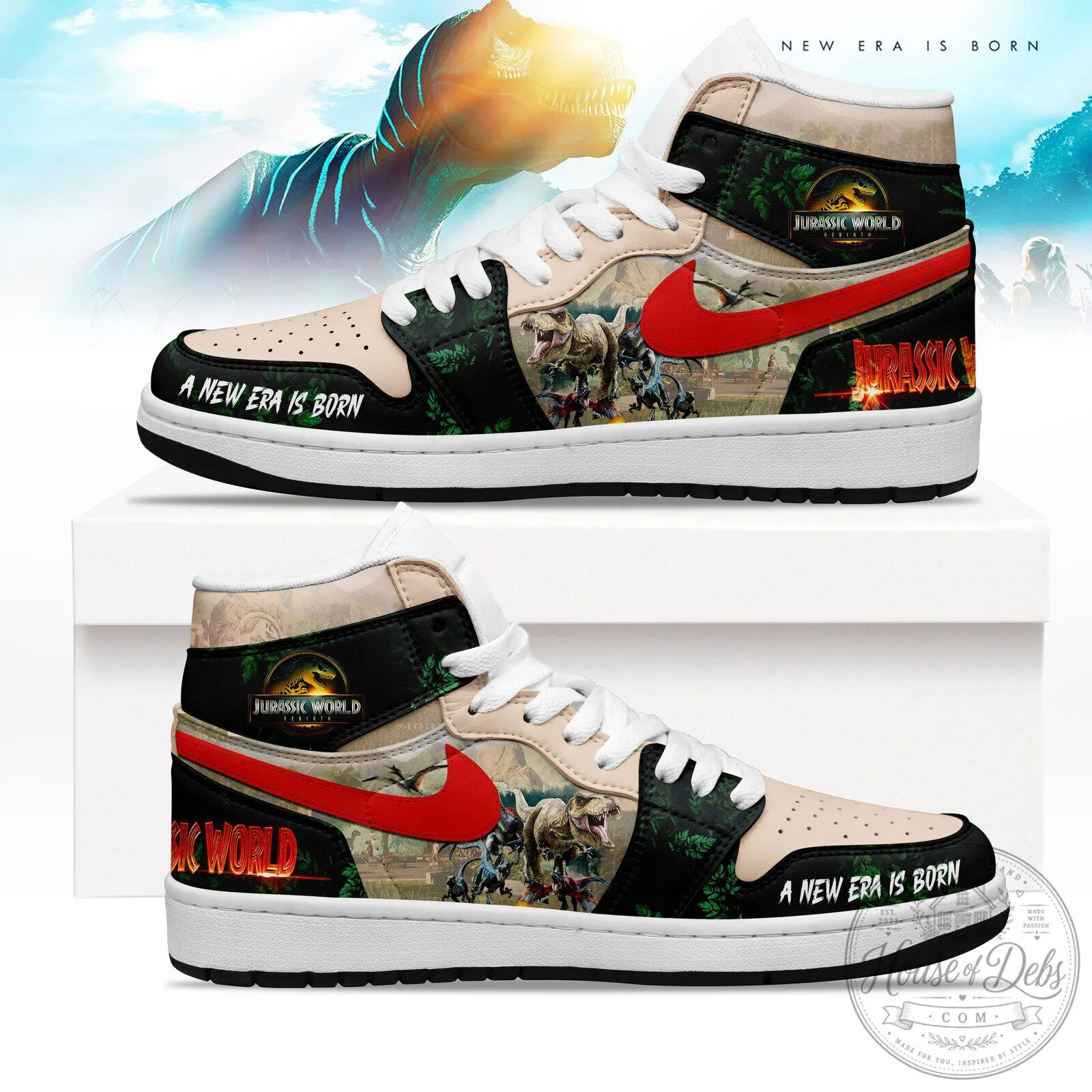 Jurassic World Dinosaur Park High Top Sneakers for Men and Women