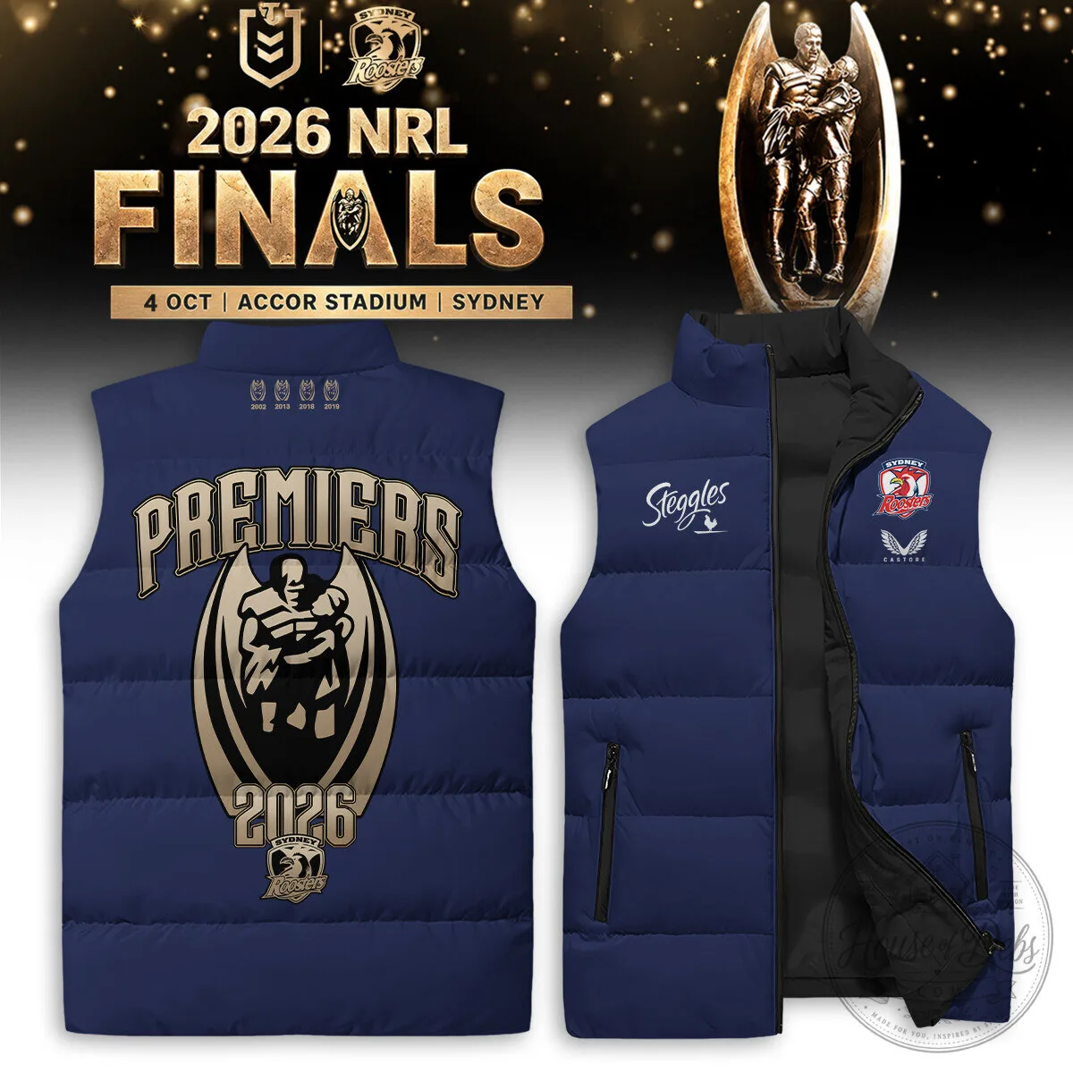 Sydney Roosters 2026 National Rugby League Finals Premiers Puffer Jacket