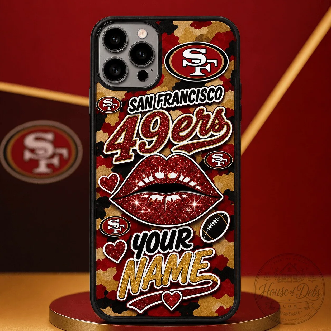 San Francisco 49ers Glitter Lips Personalized Camouflage Phone Case