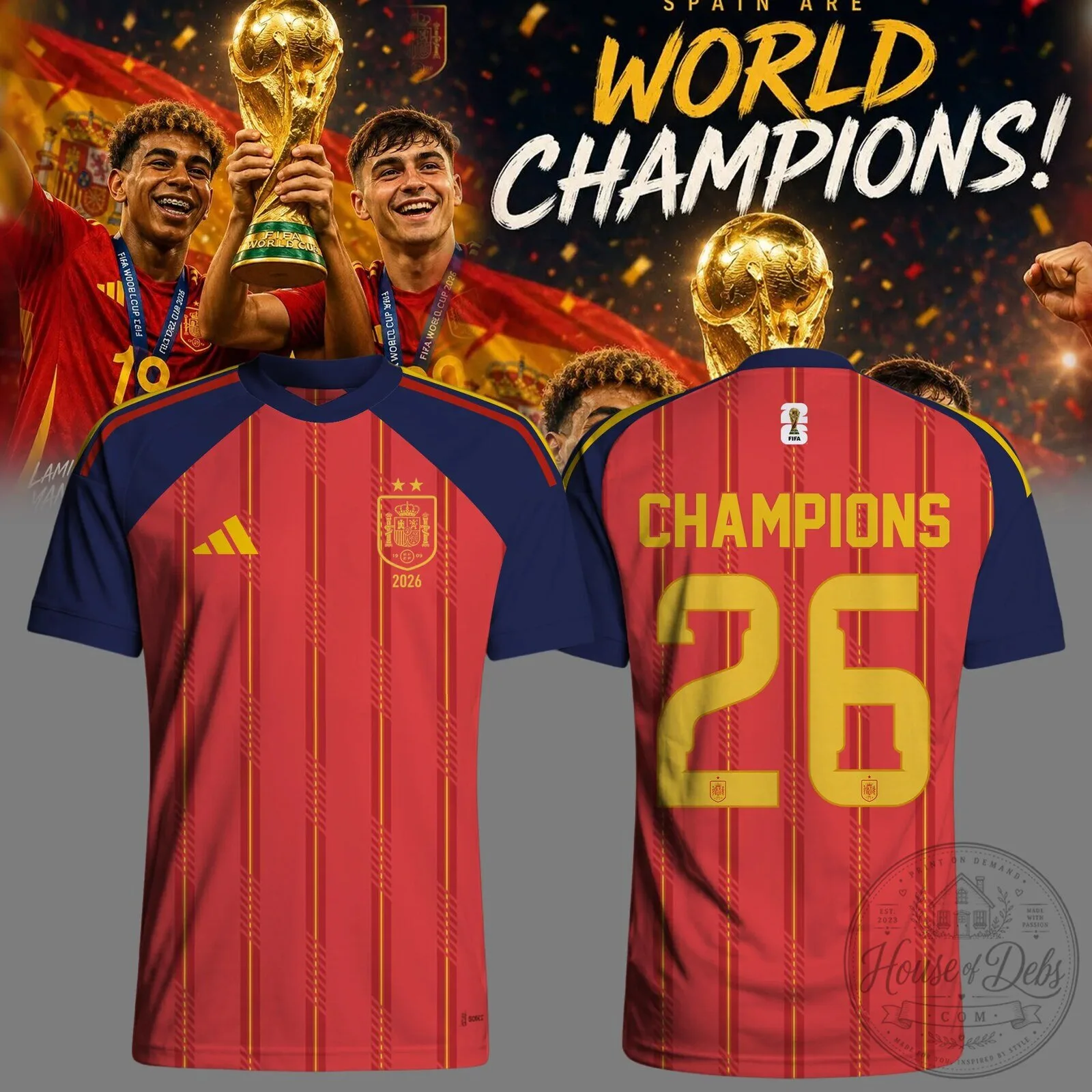 Spain National Football Team 2026 World Champions Jersey