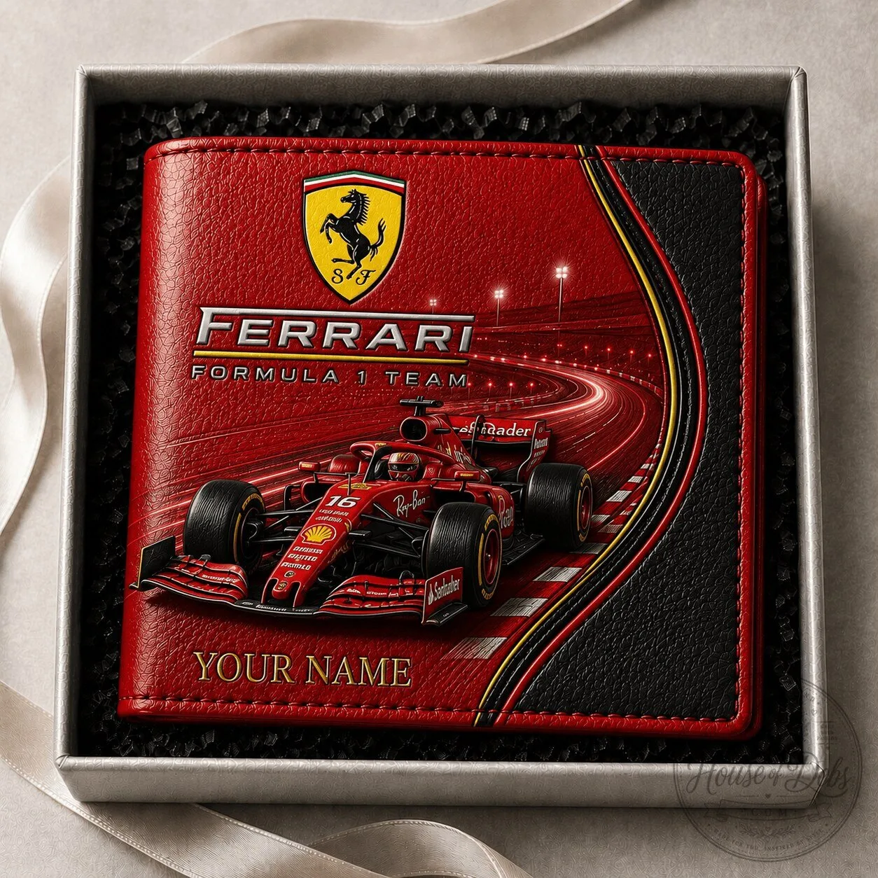 Ferrari Formula 1 Team Racing Car Personalized Leather Wallet