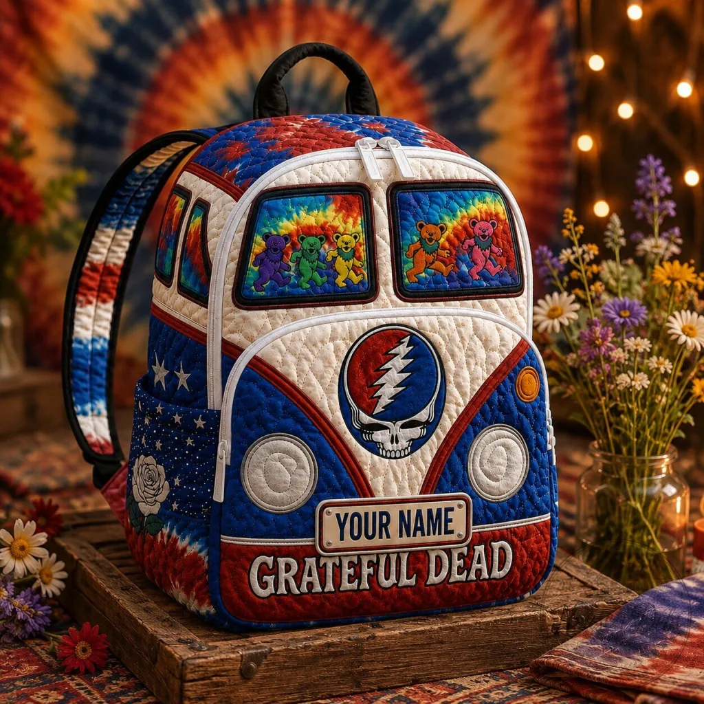 Grateful Dead Tie-Dye Volkswagen Bus Backpack with Dancing Bears and Steal Your Face Grateful Dead Tie-Dye Volkswagen Bus Backpack with Dancing Bears and Steal Your Face