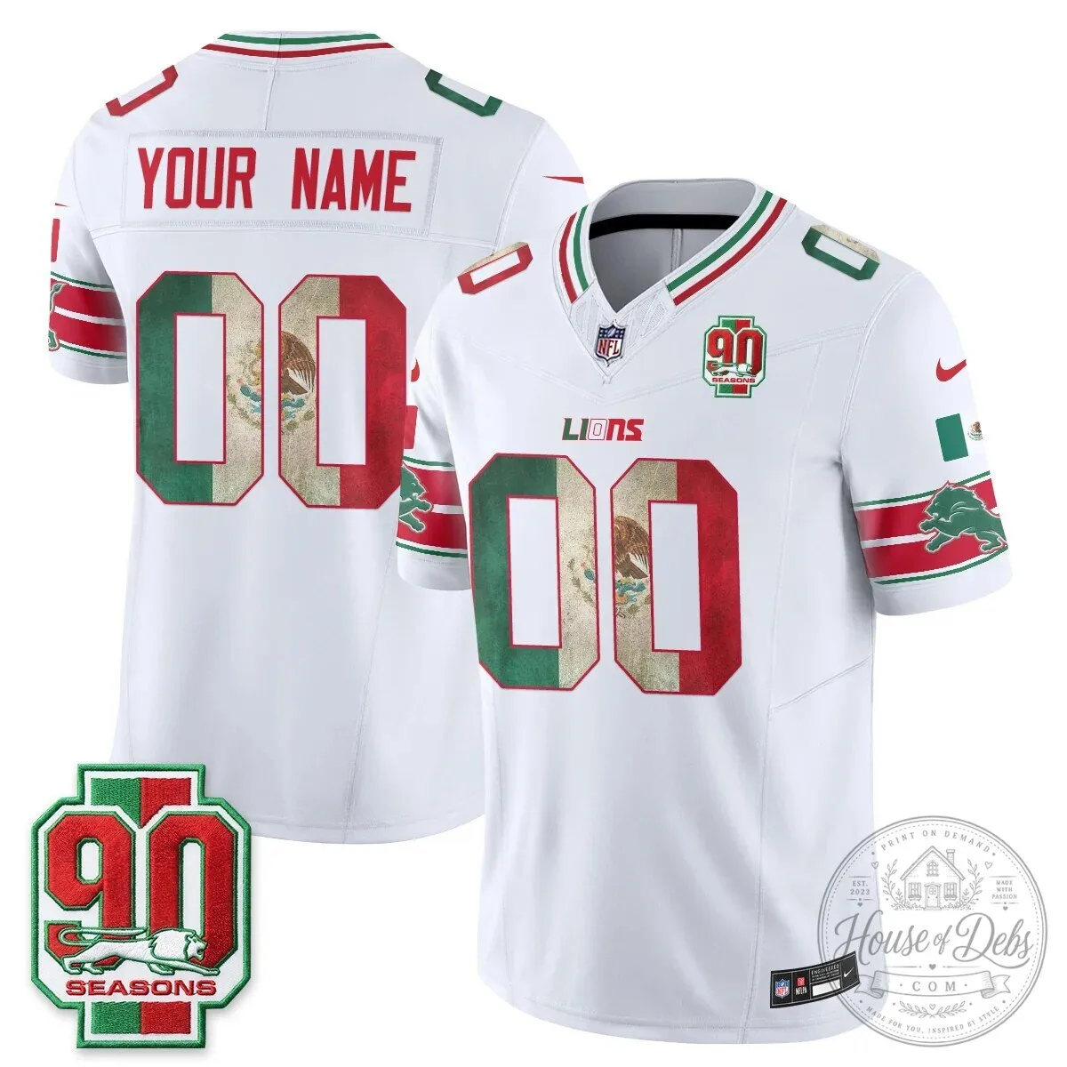 Detroit Lions Mexico Edition Vapor Custom Football Jersey - Stitched 10 Detroit Lions Mexico Edition Vapor Custom Football Jersey - Stitched