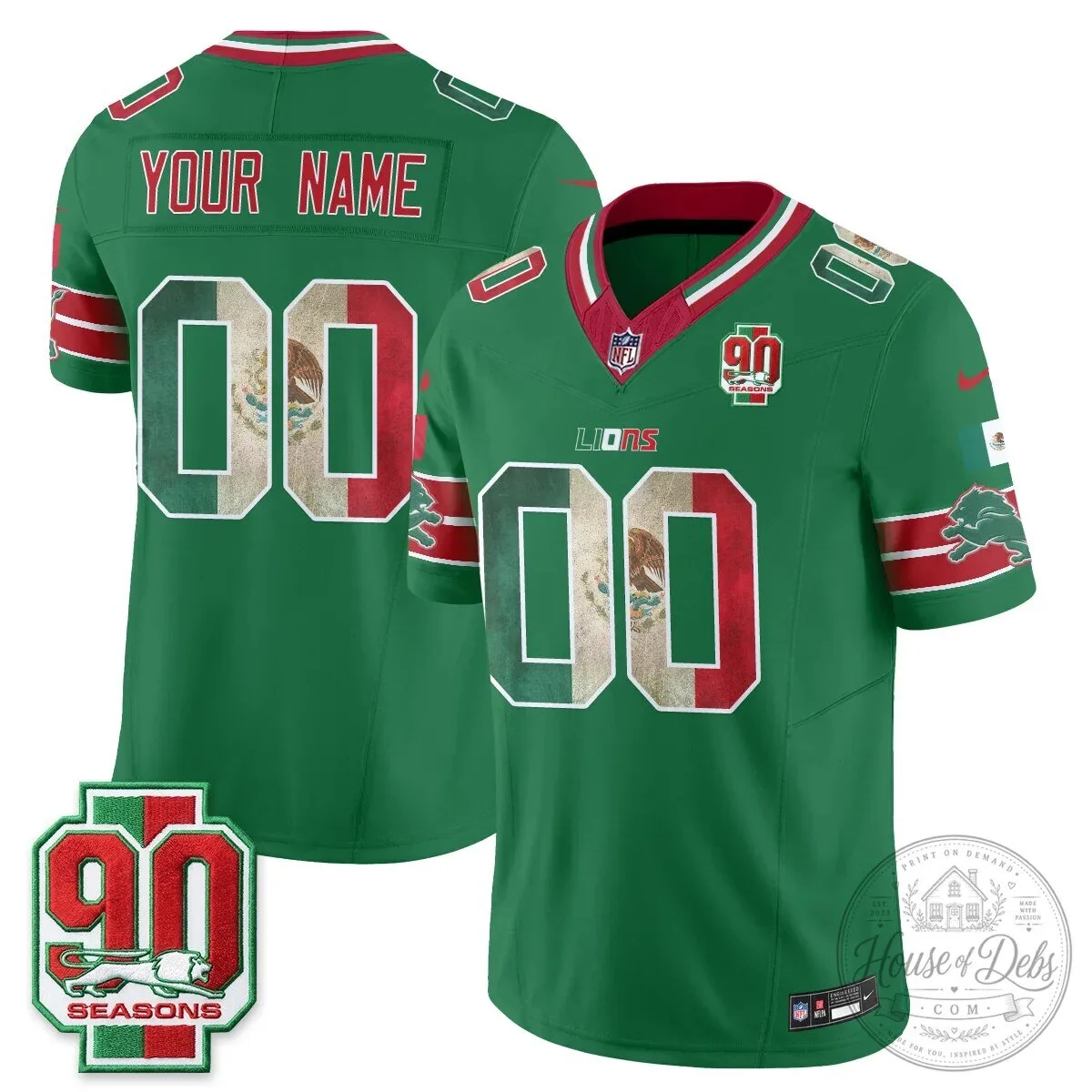 Detroit Lions Mexico Edition Vapor Custom Football Jersey - Stitched 11 Detroit Lions Mexico Edition Vapor Custom Football Jersey - Stitched