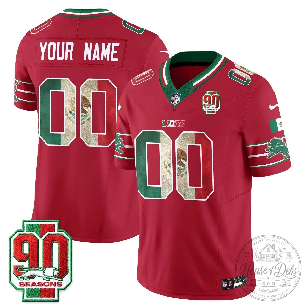 Detroit Lions Mexico Edition Vapor Custom Football Jersey - Stitched 12 Detroit Lions Mexico Edition Vapor Custom Football Jersey - Stitched