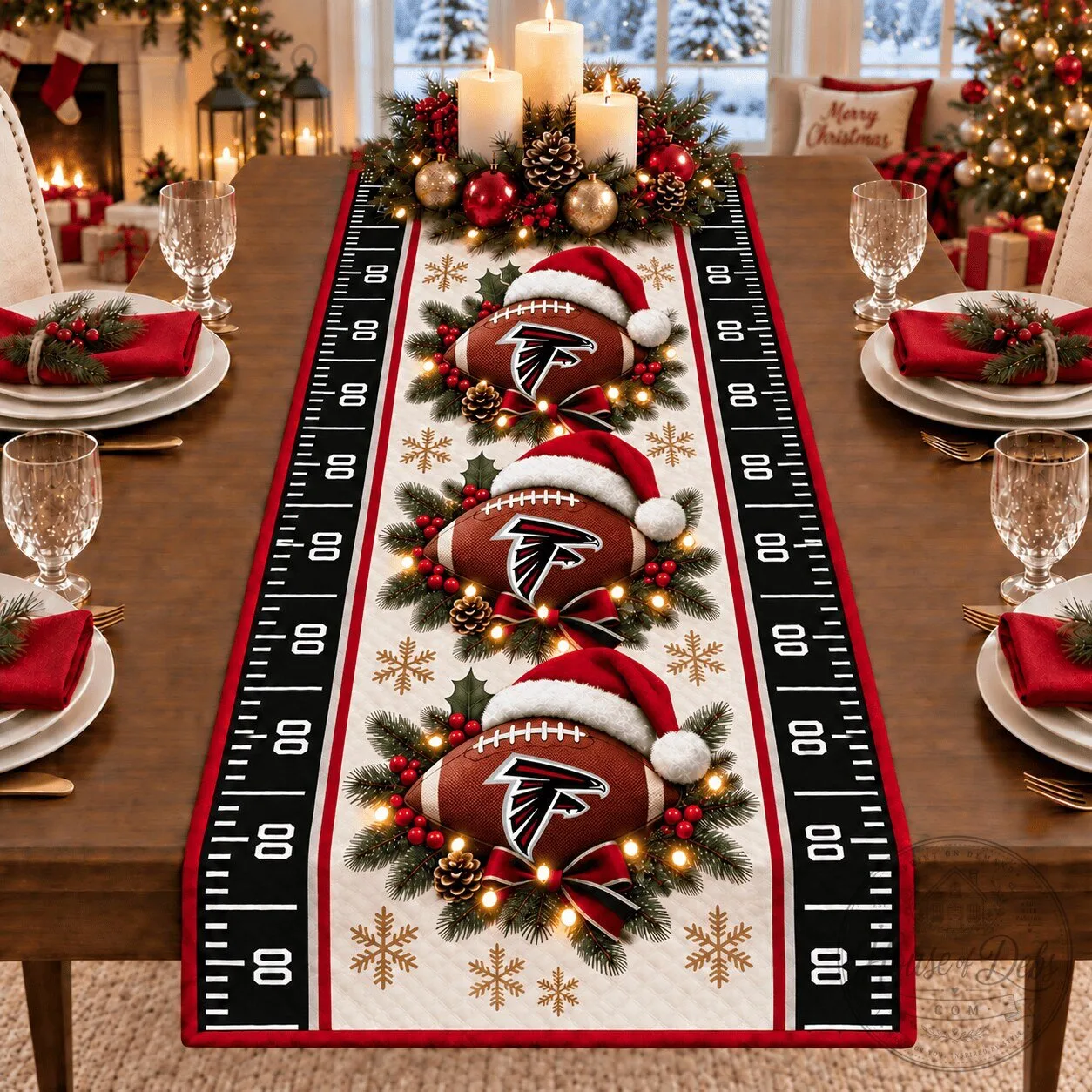 Atlanta Falcons Christmas Football Table Runner